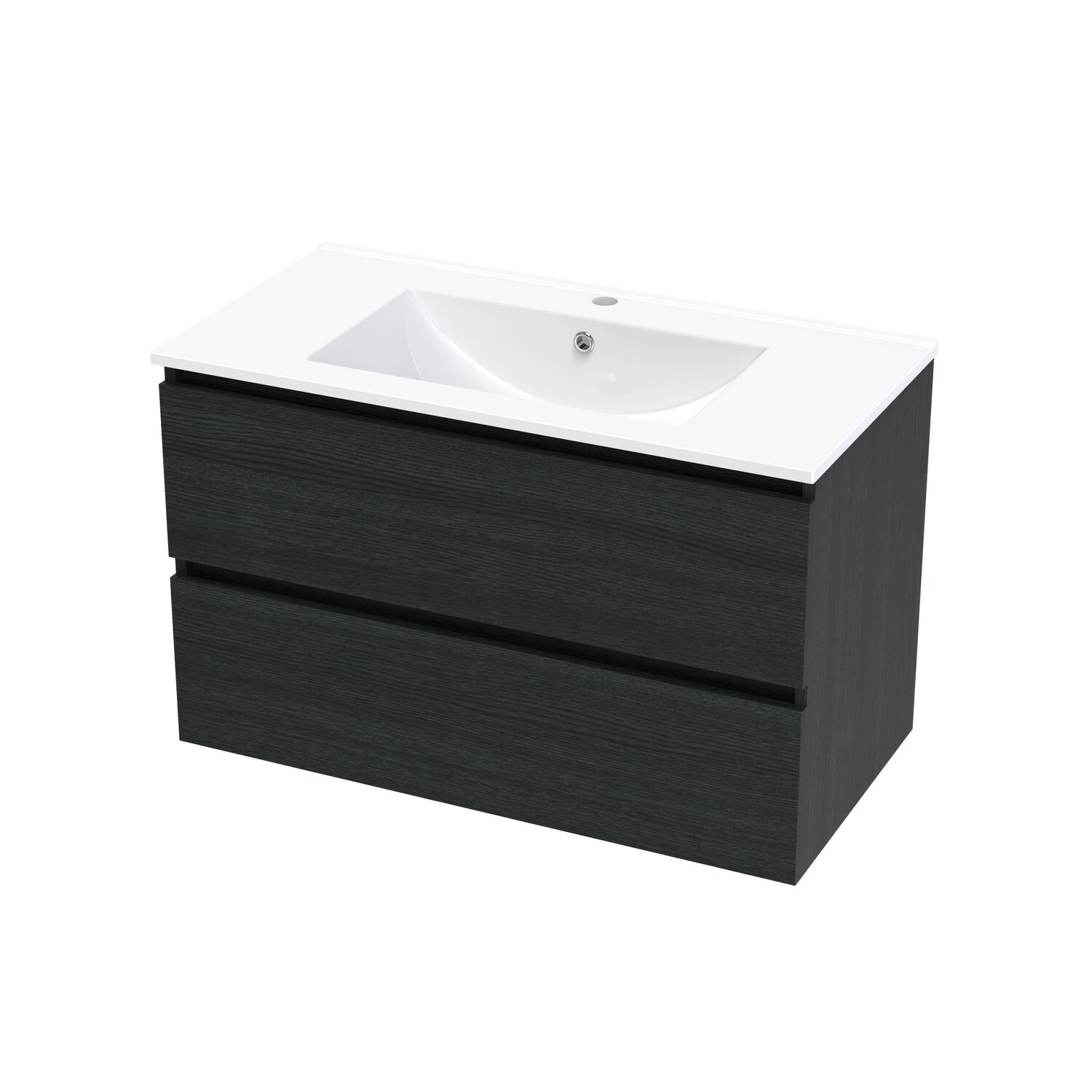 Pacific Rise 900 Double Drawer Wall Charred Oak