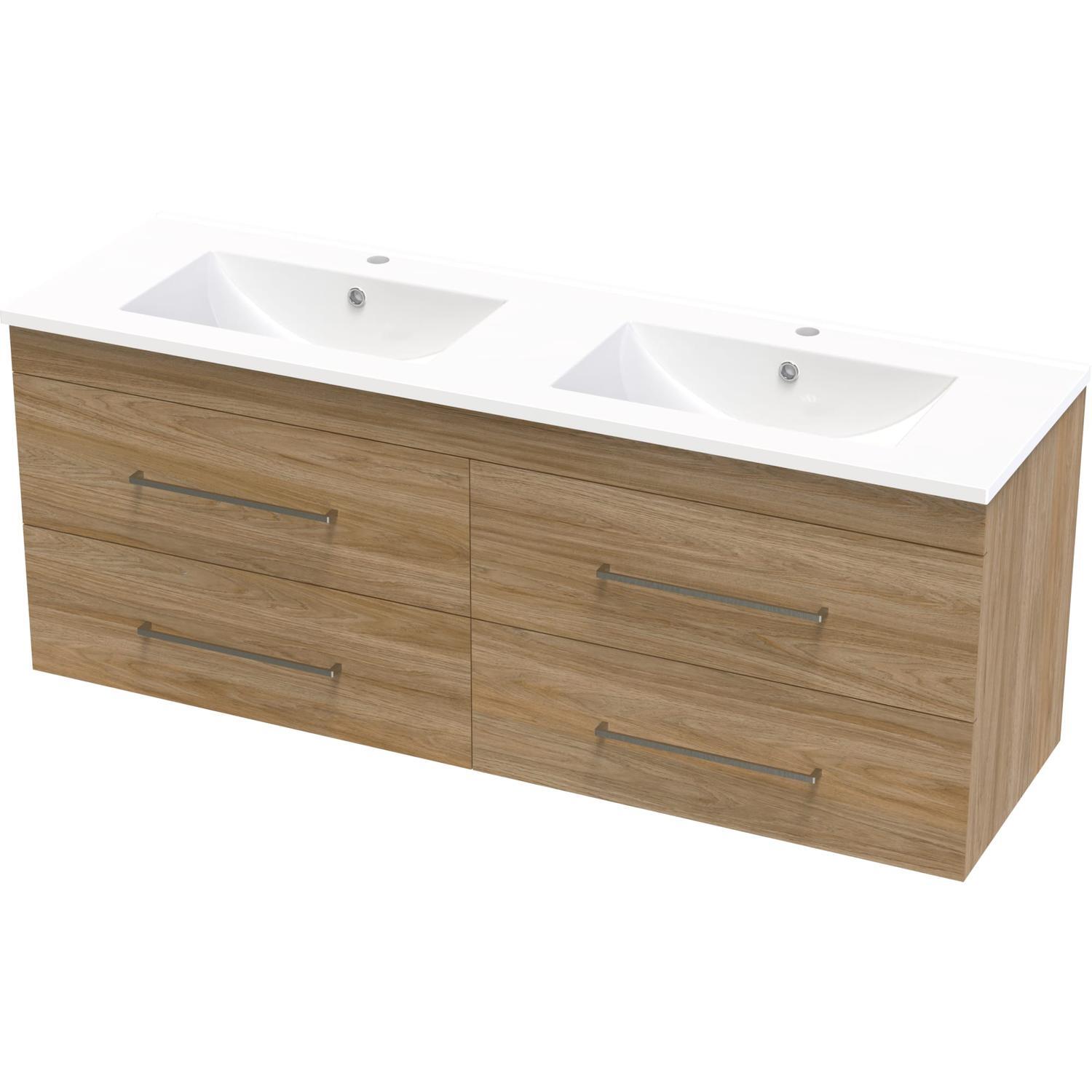 Cashmere Double Drawer Double Bowl Wall Hung Vanity