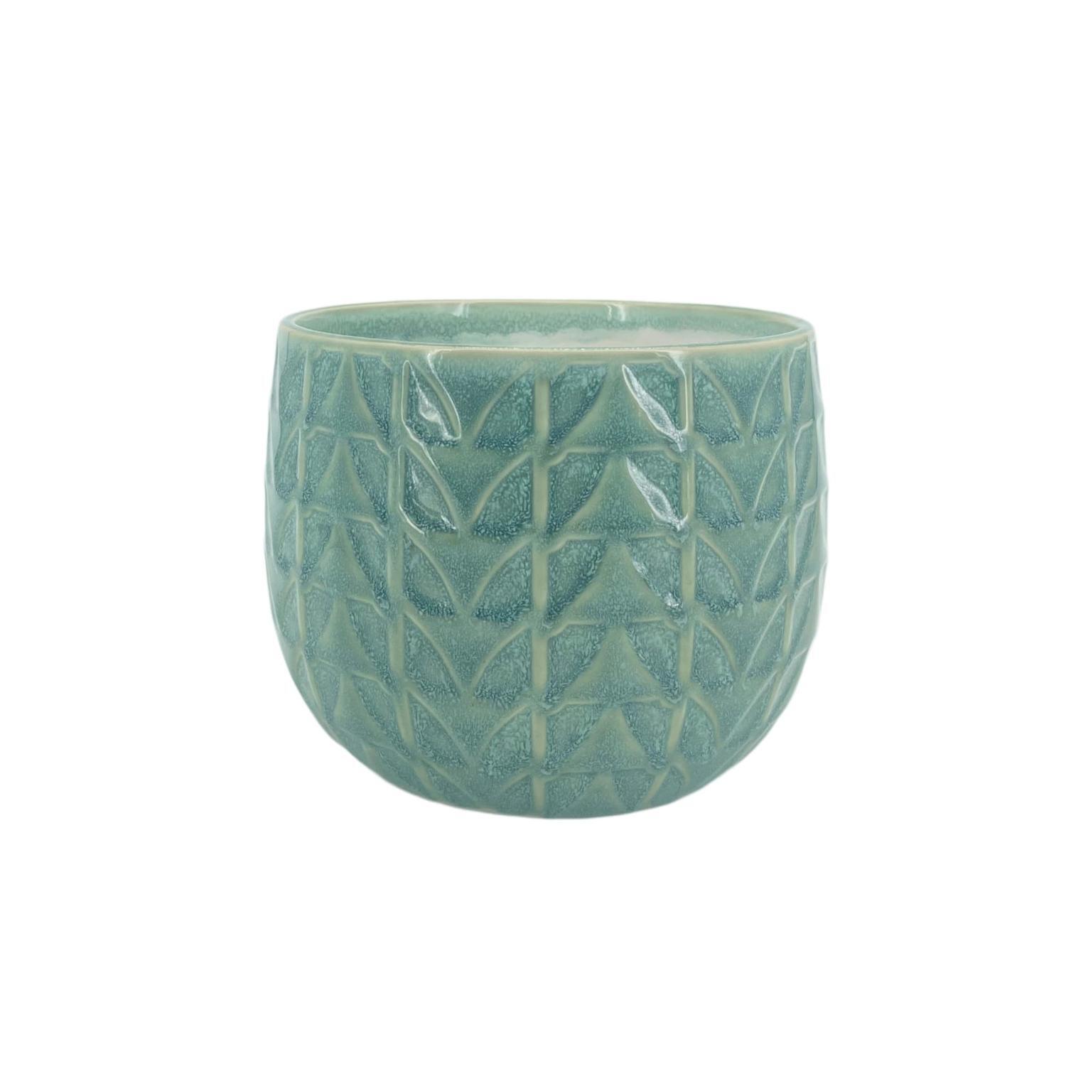 Light Stone Ceramic Pot 14cm Blue