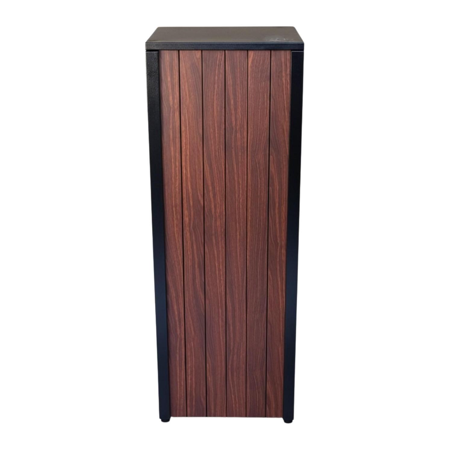Parcel Pillar Letterbox Black with Kwila Woodgrain Panels