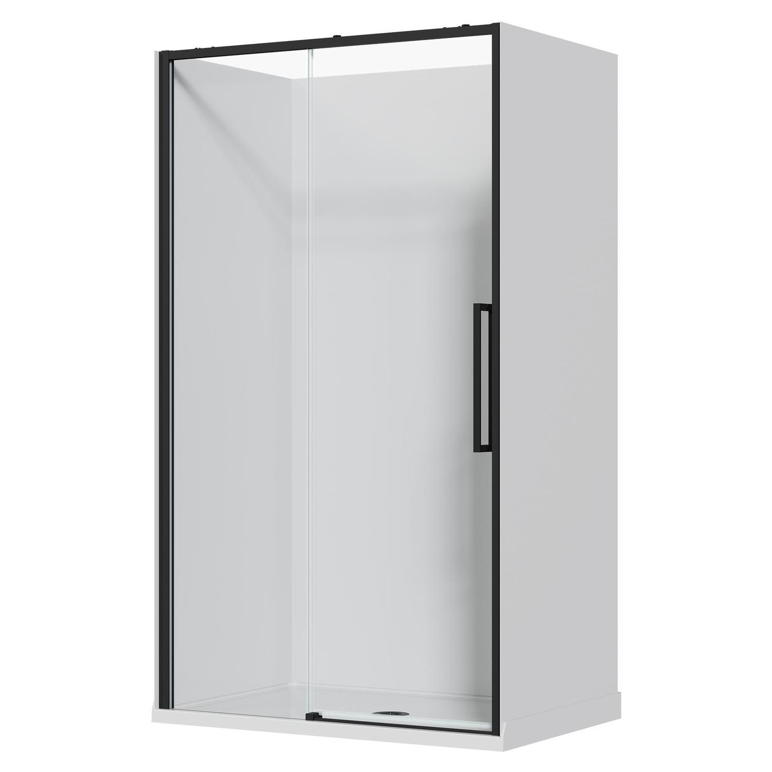 Alcove Frameless Sliding Flat Wall Acrylic Shower 1200 x 800 x 2040mm Black