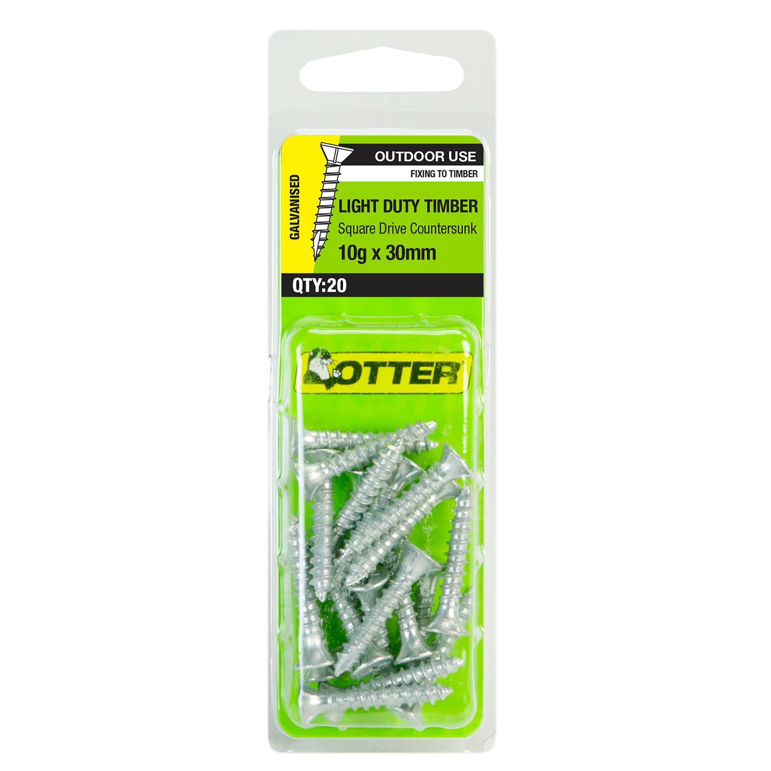 Light Duty Timber Screws 10g x 30mm Pack of 20 Galvanised