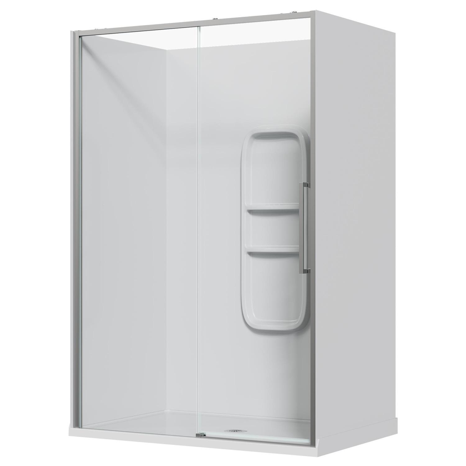 Alcove Frameless Sliding Side Mould Acrylic Shower 1400 x 915 x 2040mm Chrome