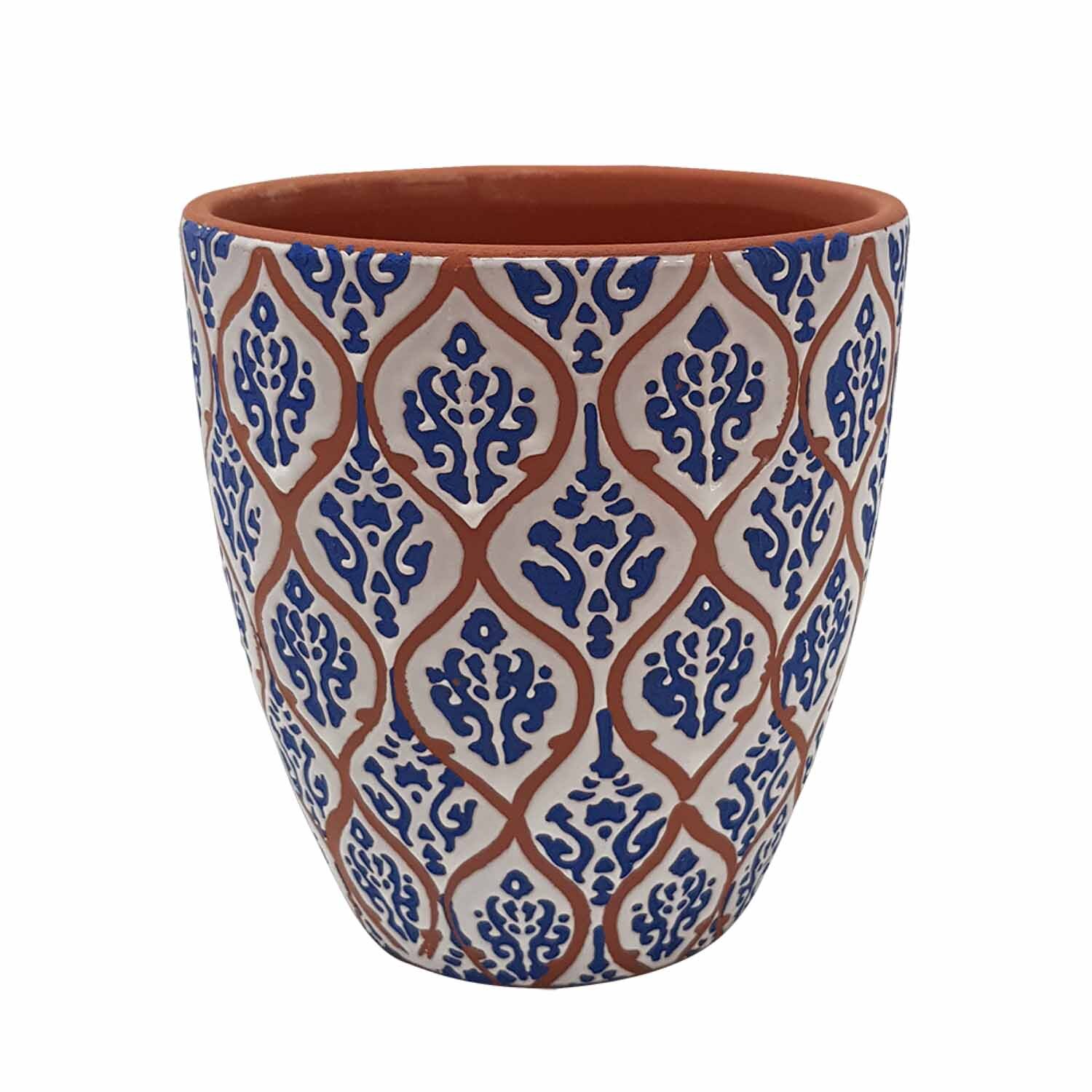 Motif Indoor Ceramic Pot Blue