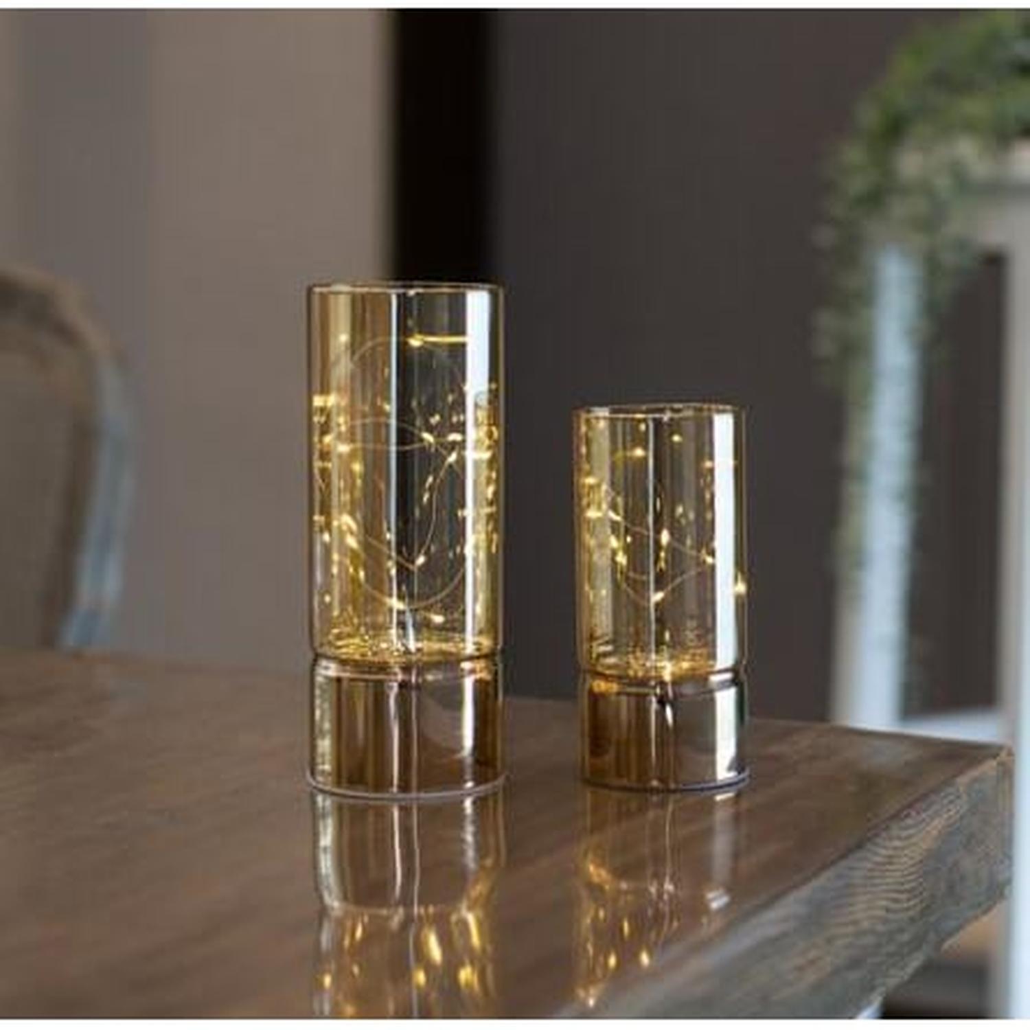 2 piece Gold Seed Light Decorative Vases