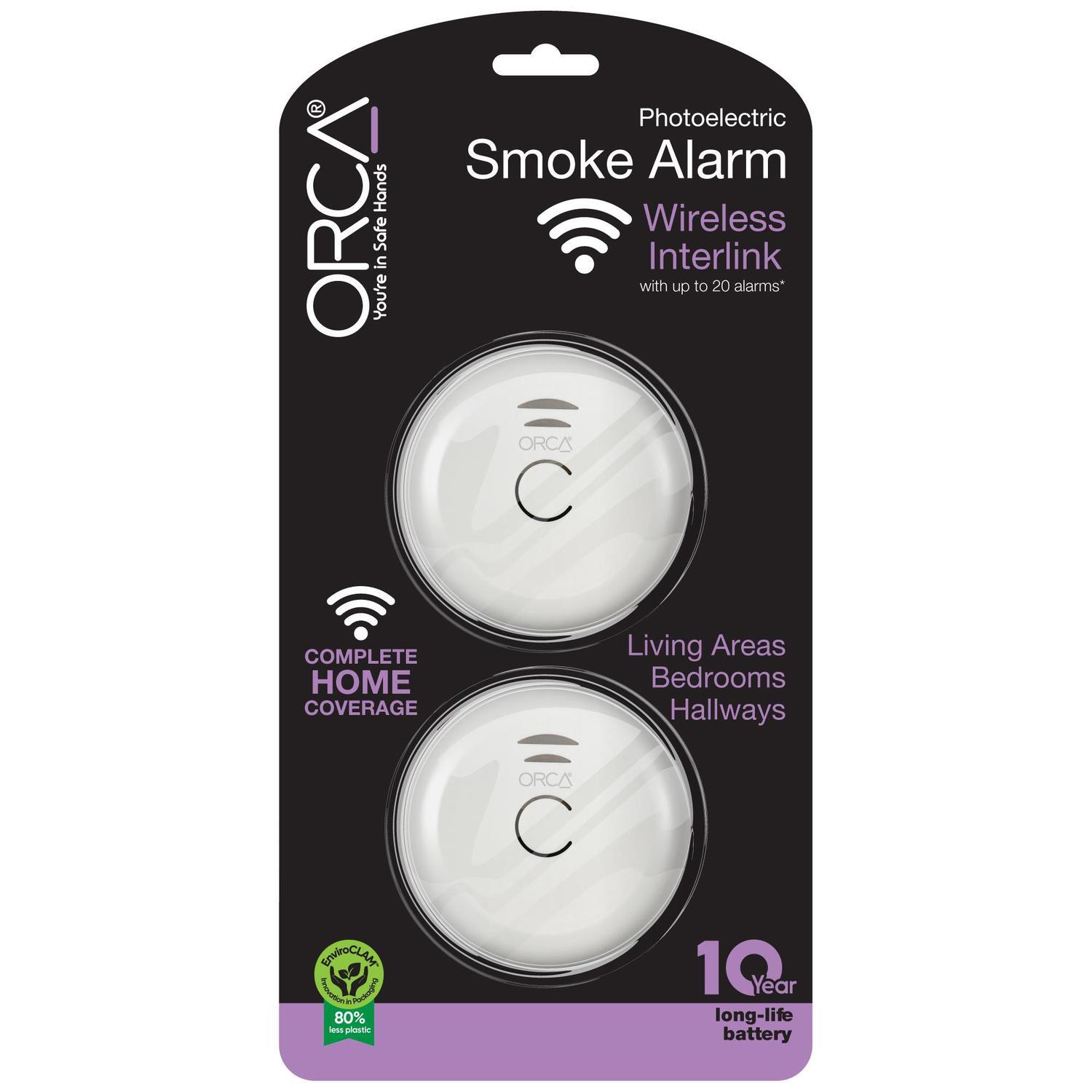 Wireless Interlink Smoke Alarm  2 Pack, 10 year