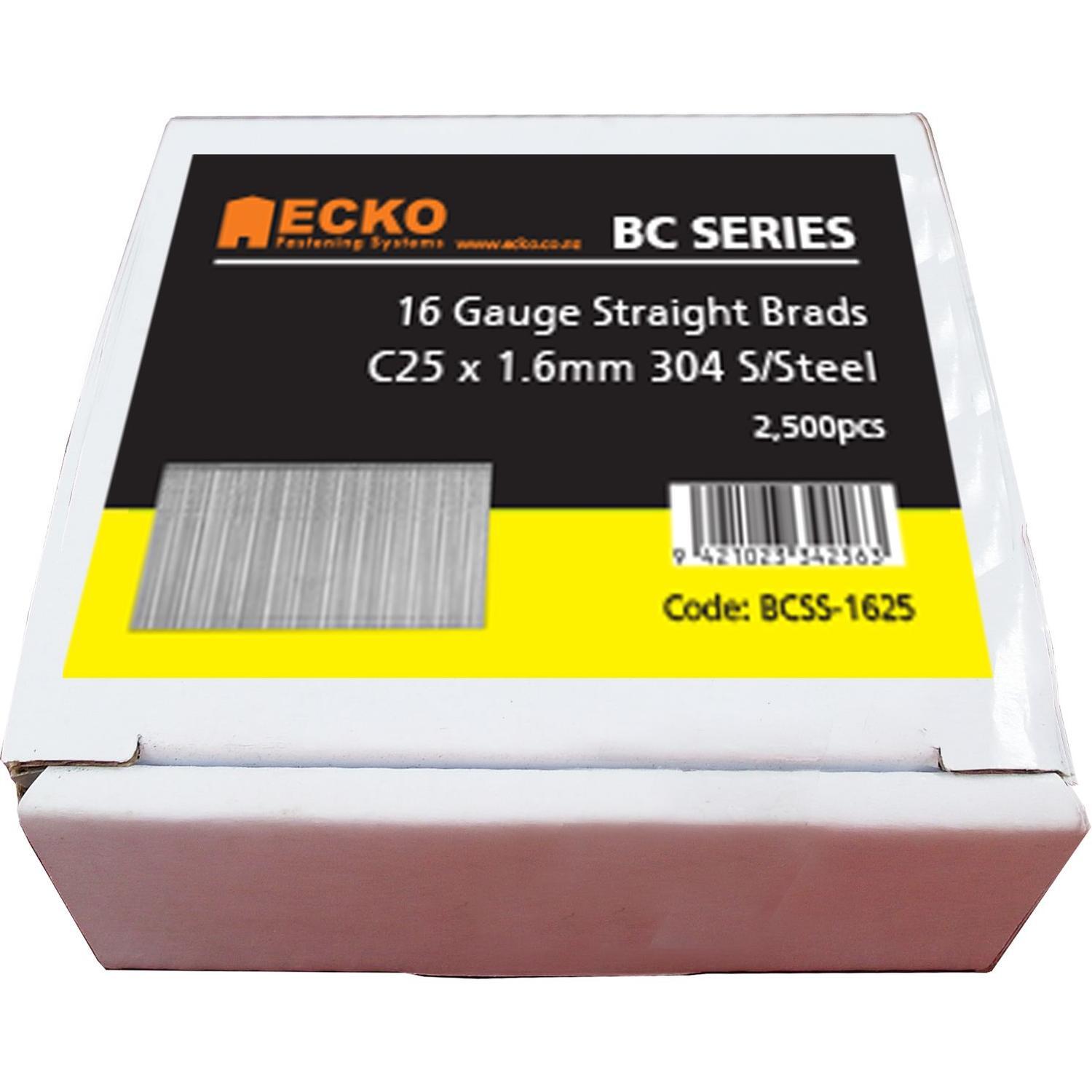 16 Gauge Straight Brads Gasless Pack
