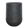 Tall Round Ribbed Resin Pot L Black