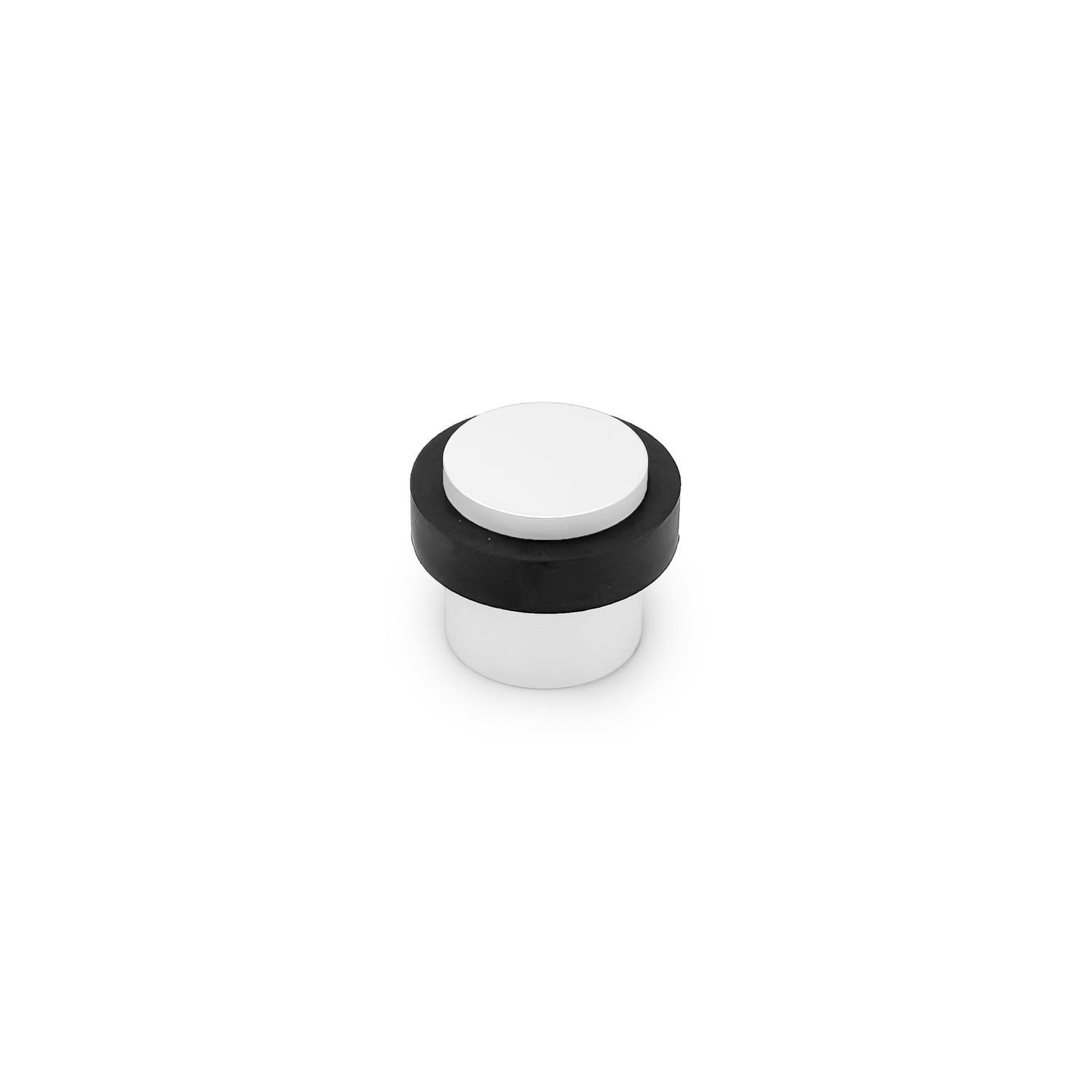 DOOR STOP ROUND FLOOR MOUNT WHITE FINISH