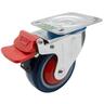 Rubber Swivel Castor with Brake 100mm Blue