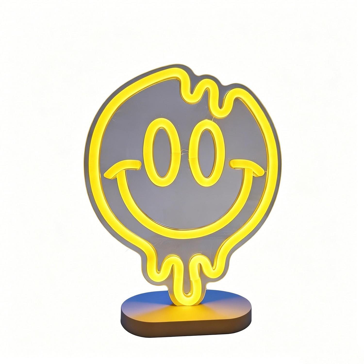 Neon Smile Mirror Table Light 230 x 170 x 60mm / 5V Yellow
