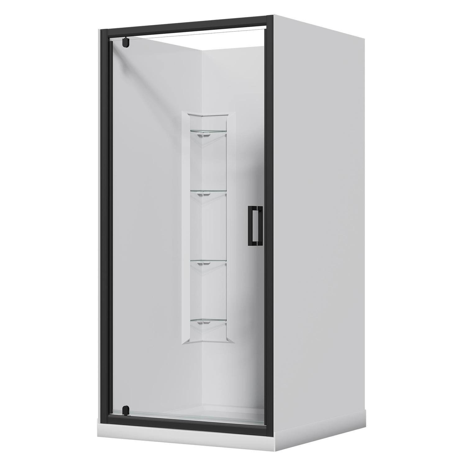 Alcove Corner Mould Acrylic Shower 1000 x 1000 x 2015mm Black