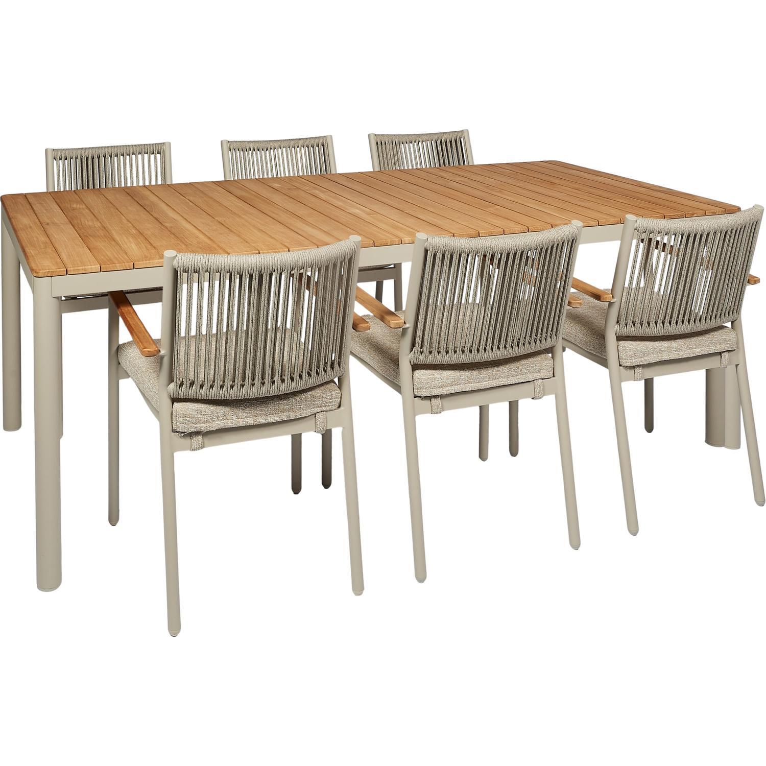 Outdoor Dining Setting with Rope Chairs 7 Piece