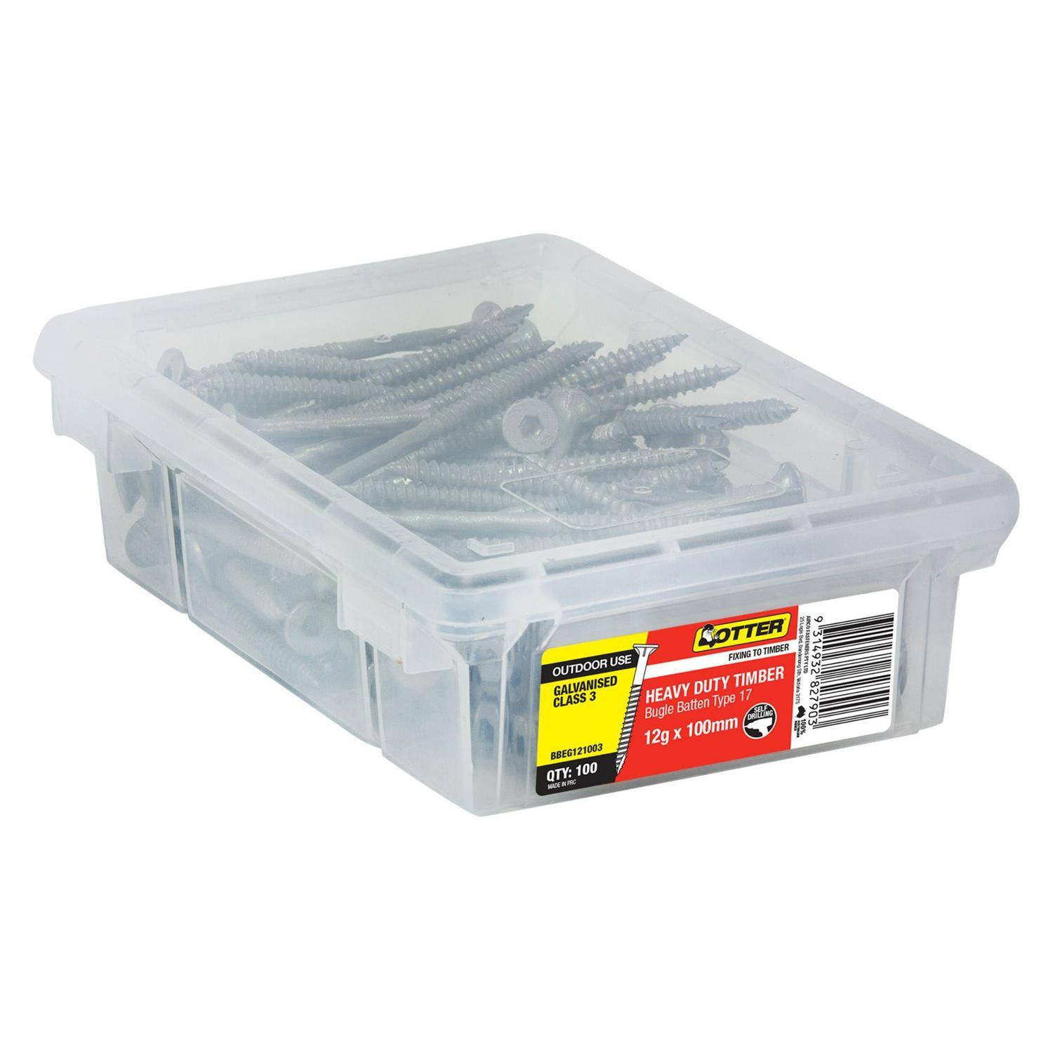Heavy Duty Timber Screws 12g x 100mm Pack of 100 Galvanised