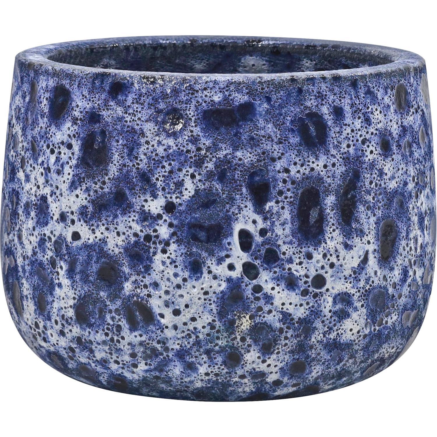 Glazed Egg Moon Pot Blue Large