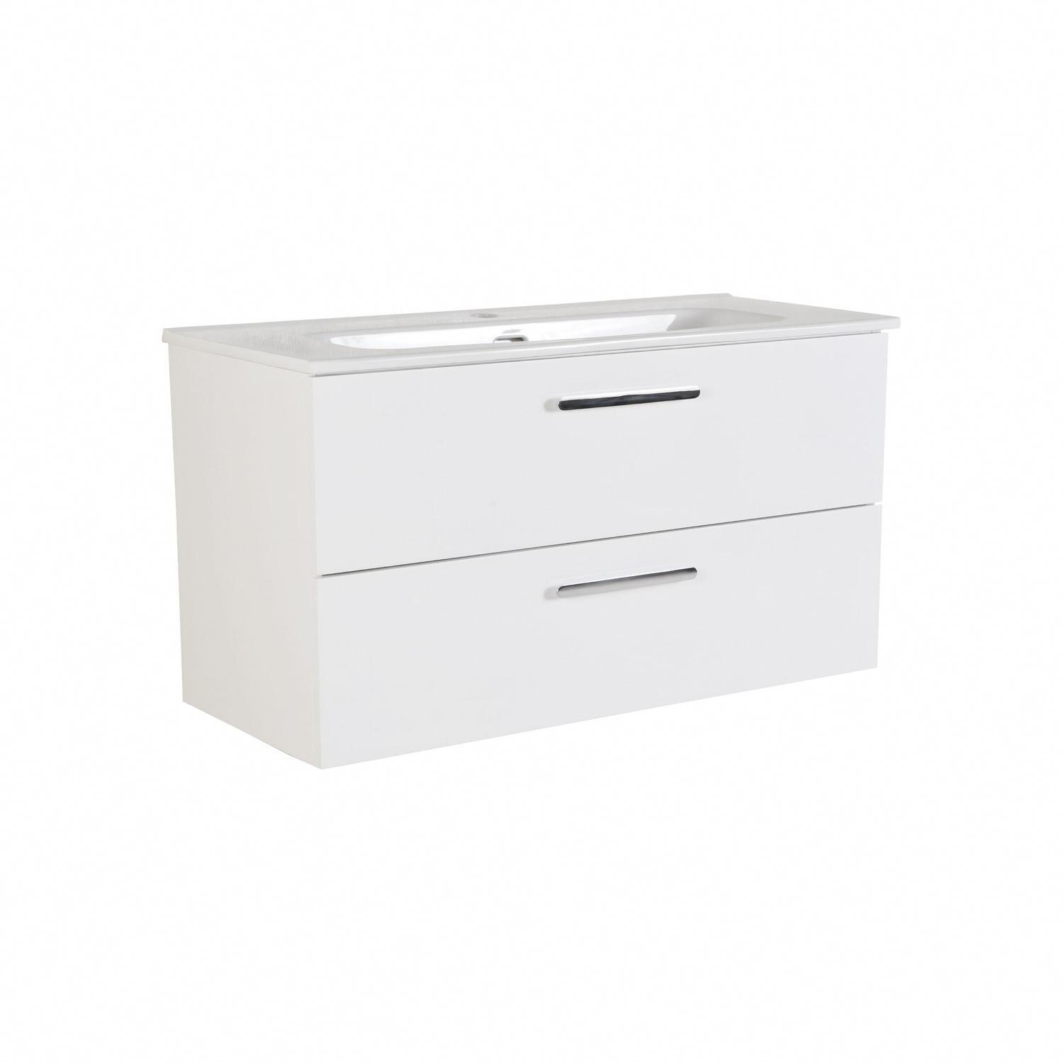 Slim Wall Hung Vanity 900 mm White
