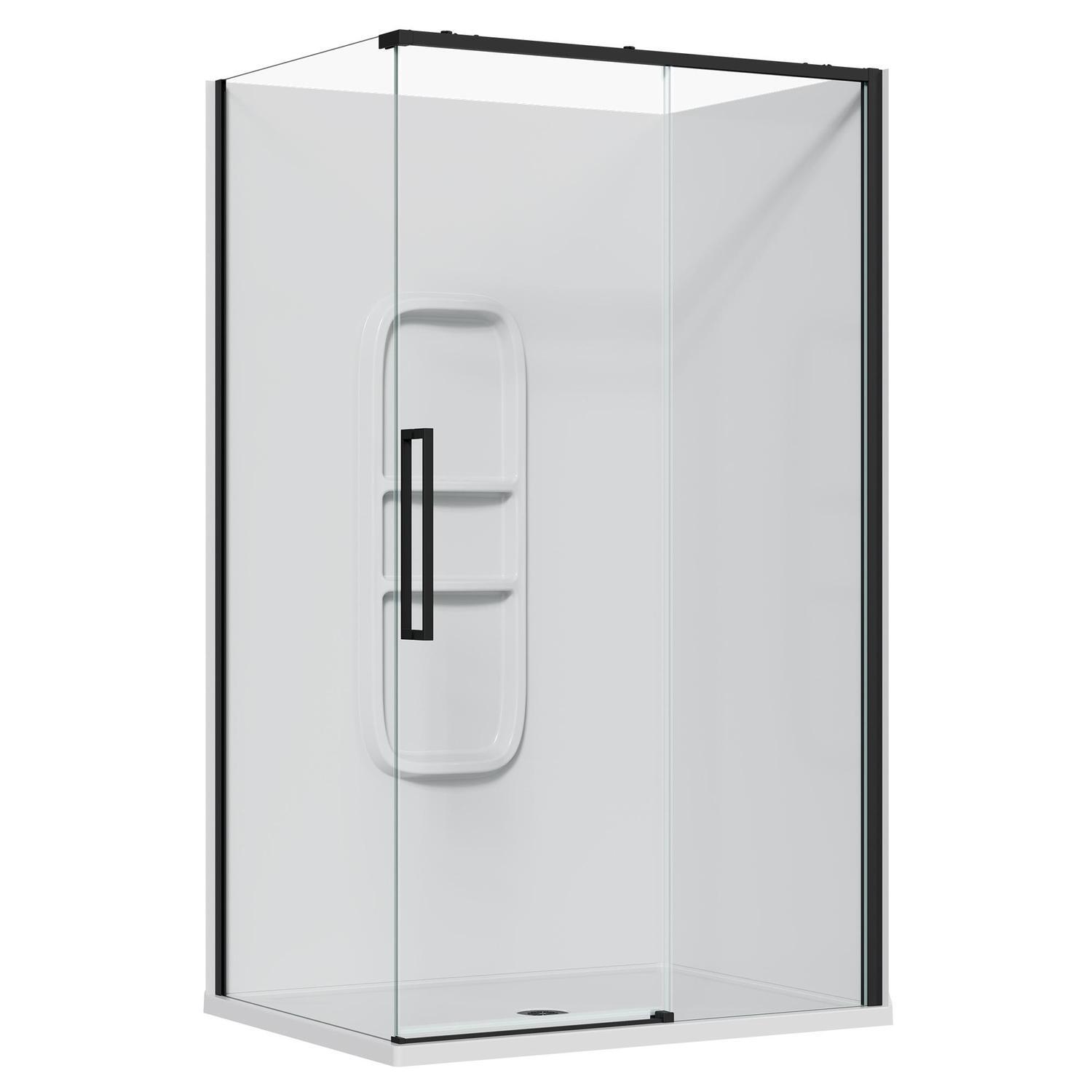 2 Sided Frameless Sliding Side Mould Acrylic Shower RH 1200 x 915 x 2040mm Black