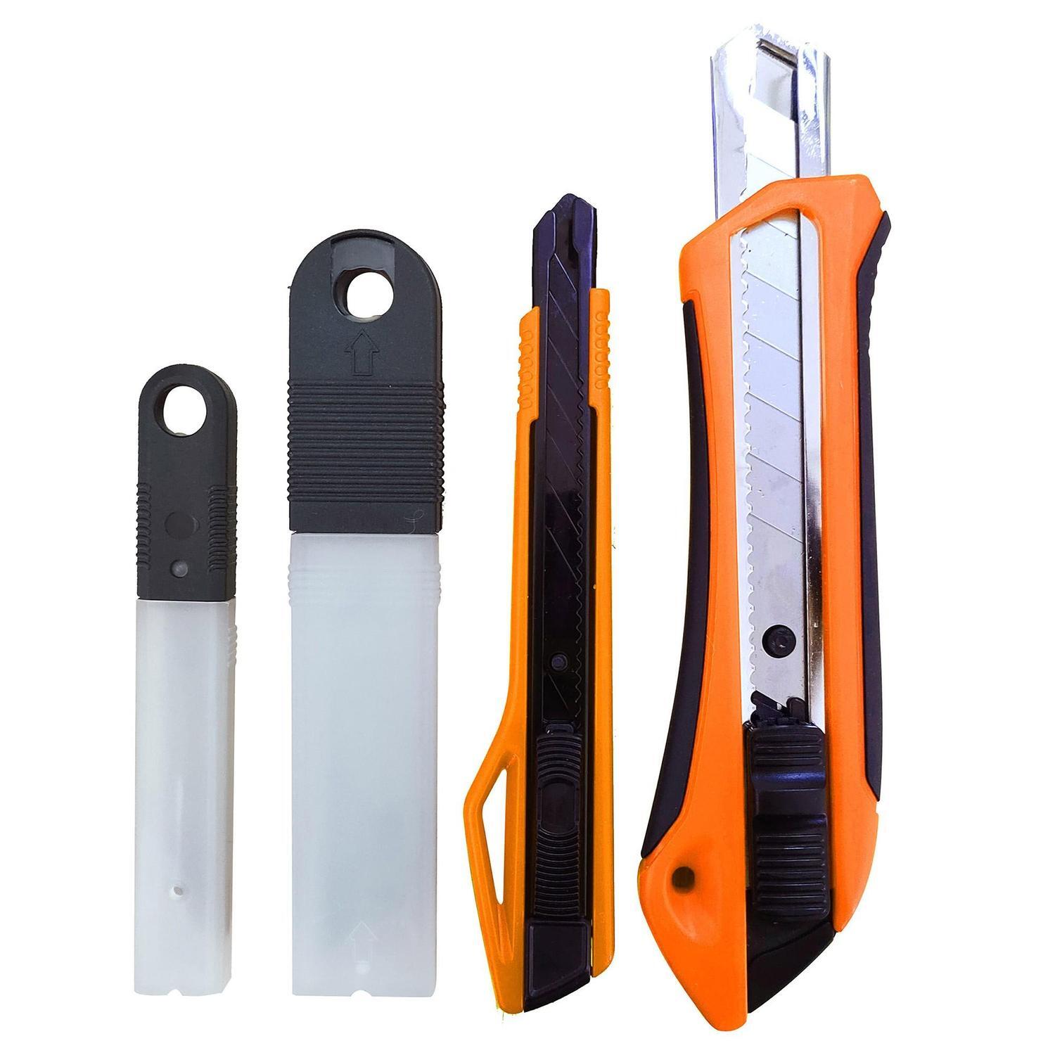 2 Pack Utility Knife Set With Blades 9mm And 18mm Black And Orange Handle