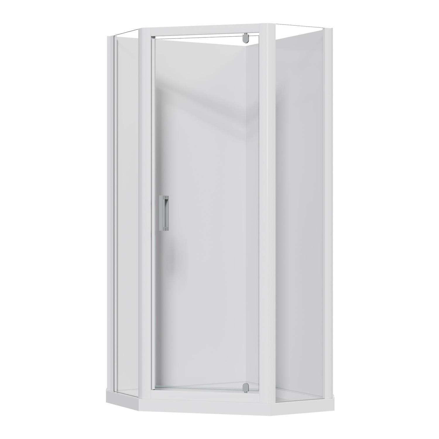 Corner Angle Flat Wall Acrylic Shower 900 x 900 x 2015mm White
