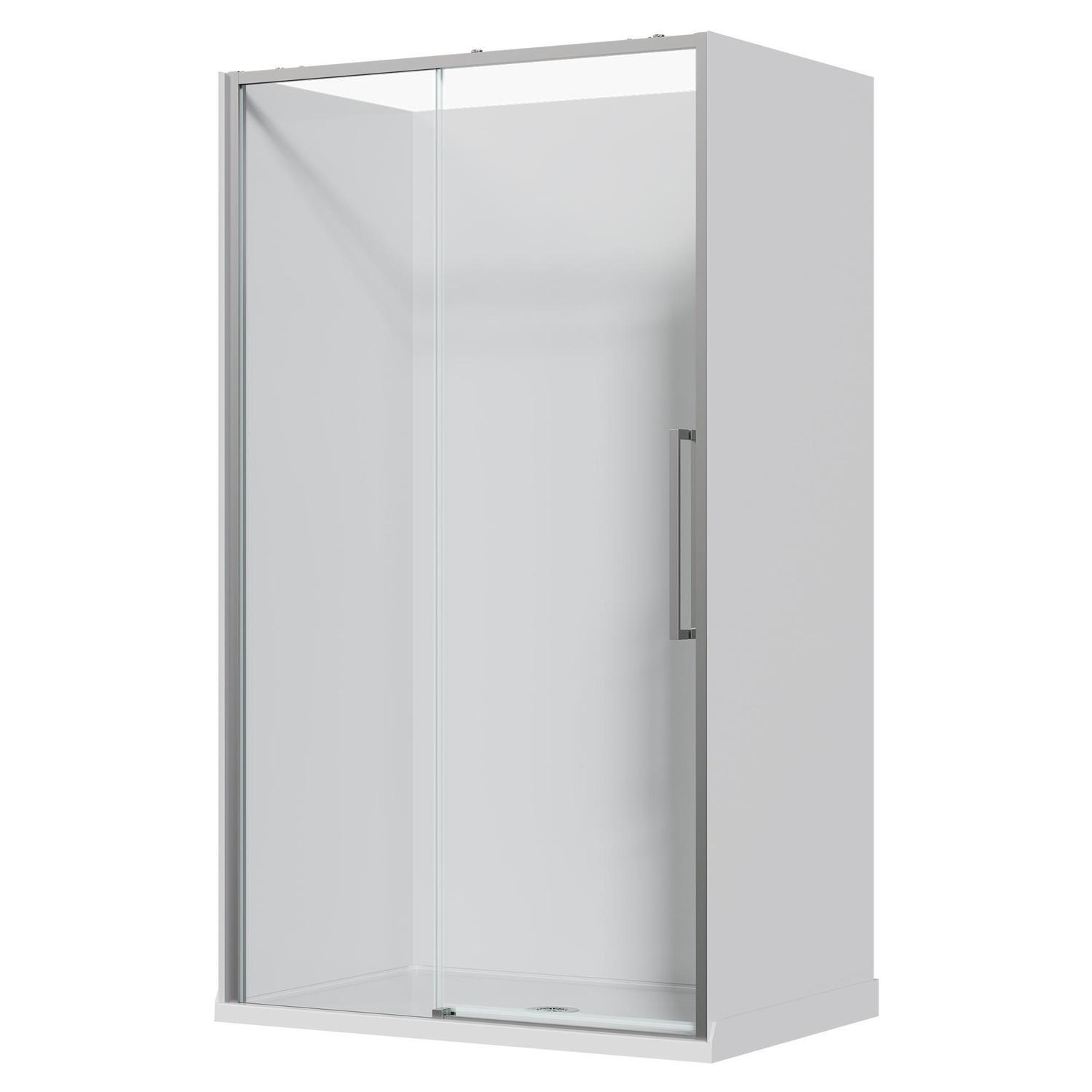 Alcove Frameless Sliding Flat Wall Acrylic Shower 1200 x 800 x 2040mm Chrome