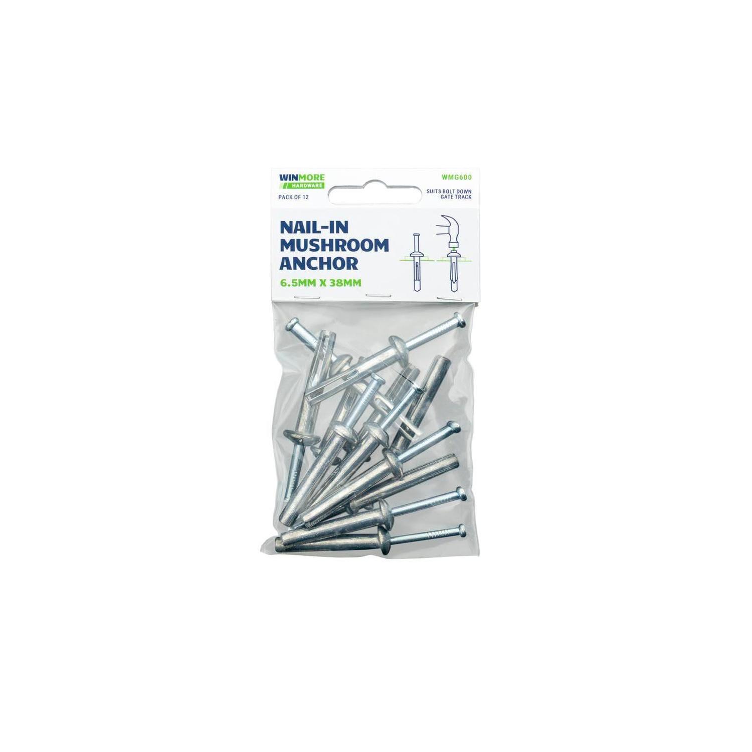 6.5 x 36mm Zinc Plated Nail-In Anchor - 12 Pack