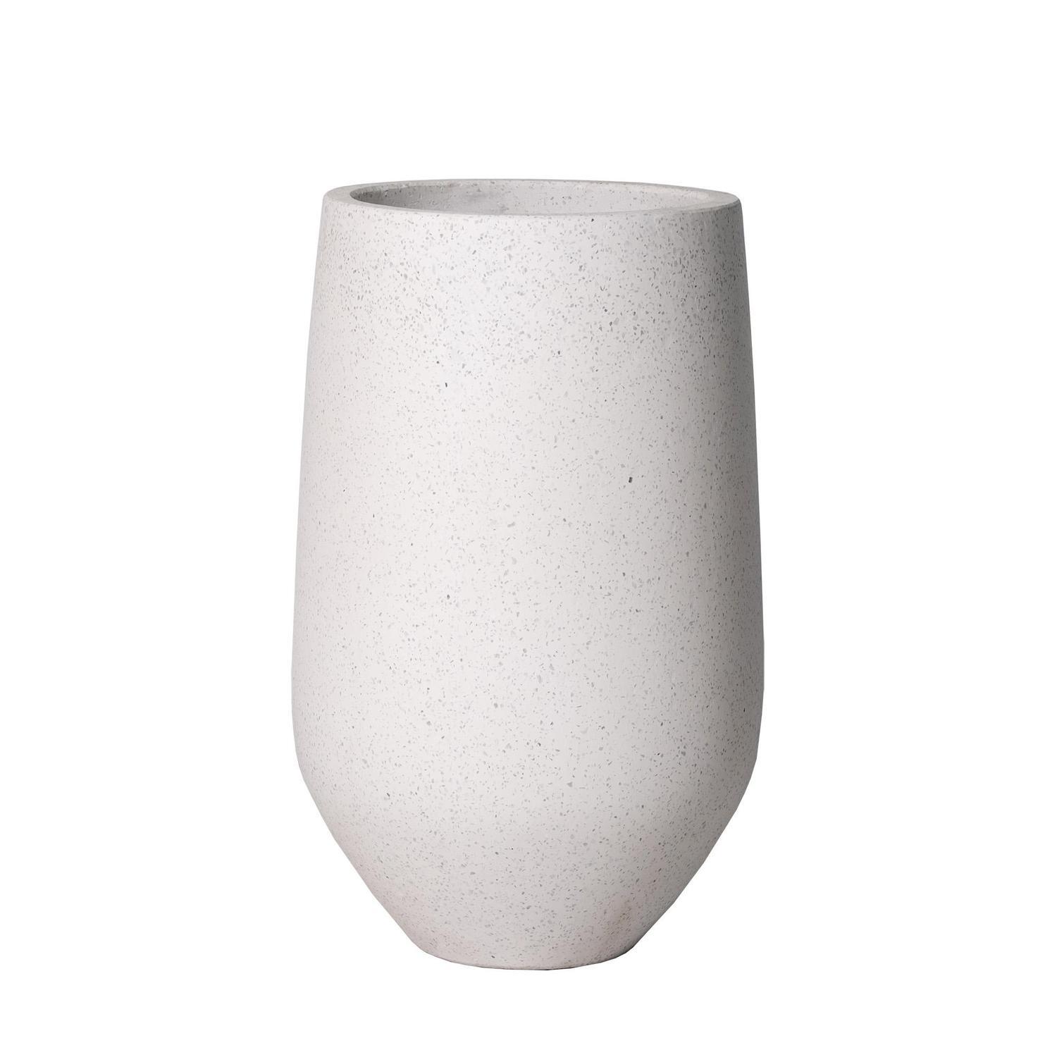 Round Terrazzo Vase Pot L White