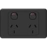 Double Horizontal Point Point Switch 250 Volt Black