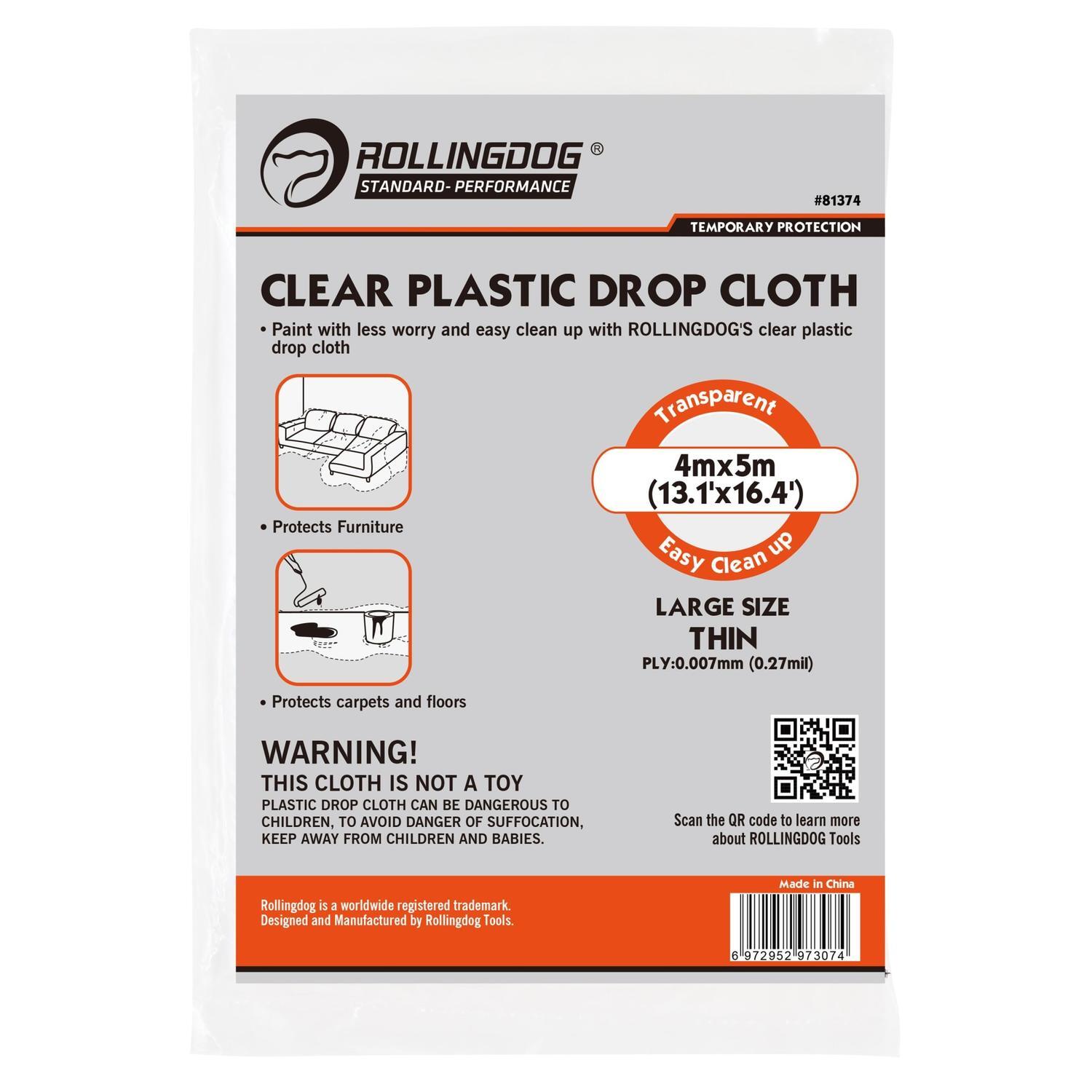 Clear Plastic Drop Cloth Large 4m x 5m