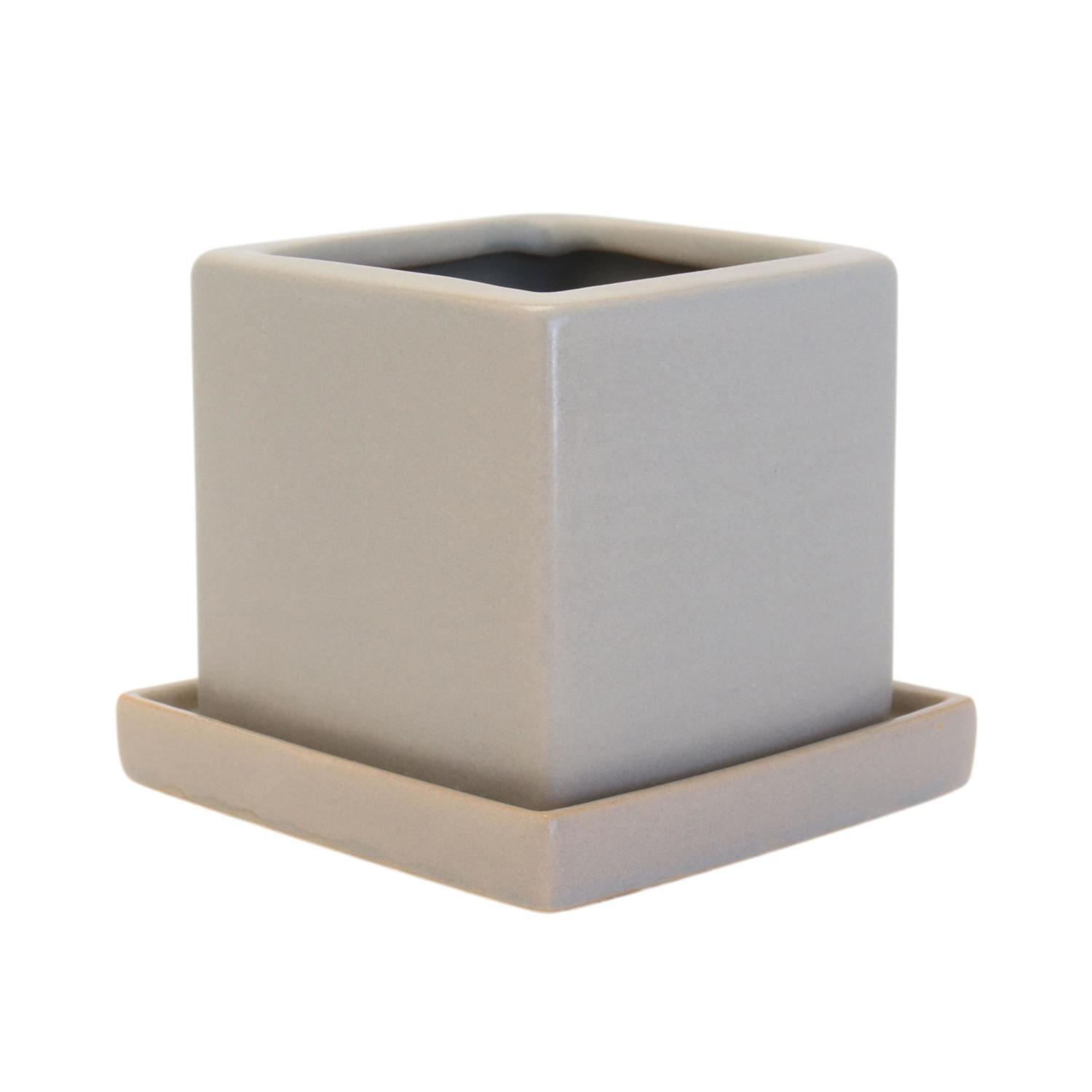 Glazed cube and saucer