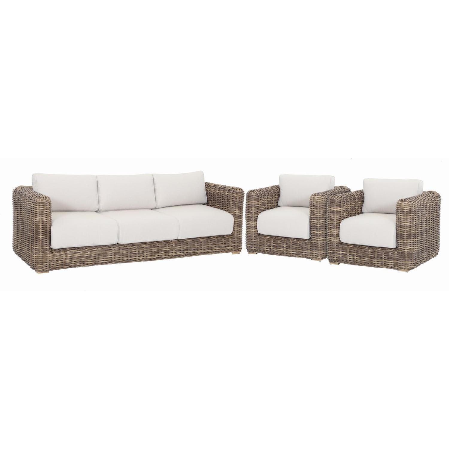 Catalonia Outdoor Wicker Lounge Setting 3 Piece Seats 5