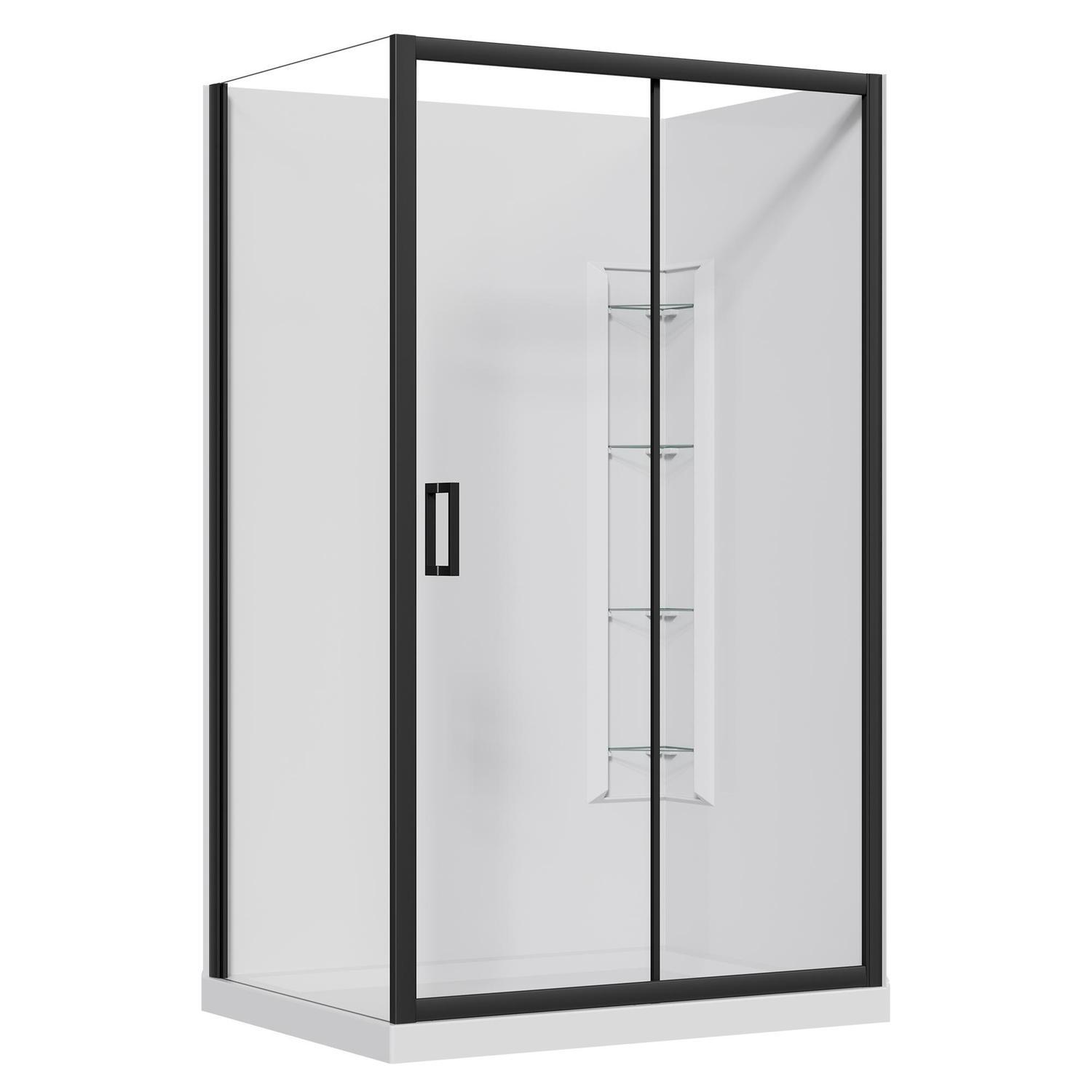 2 Sided Slider Corner Mould Acrylic Shower RH 1200 x 900 x 2015mm Black