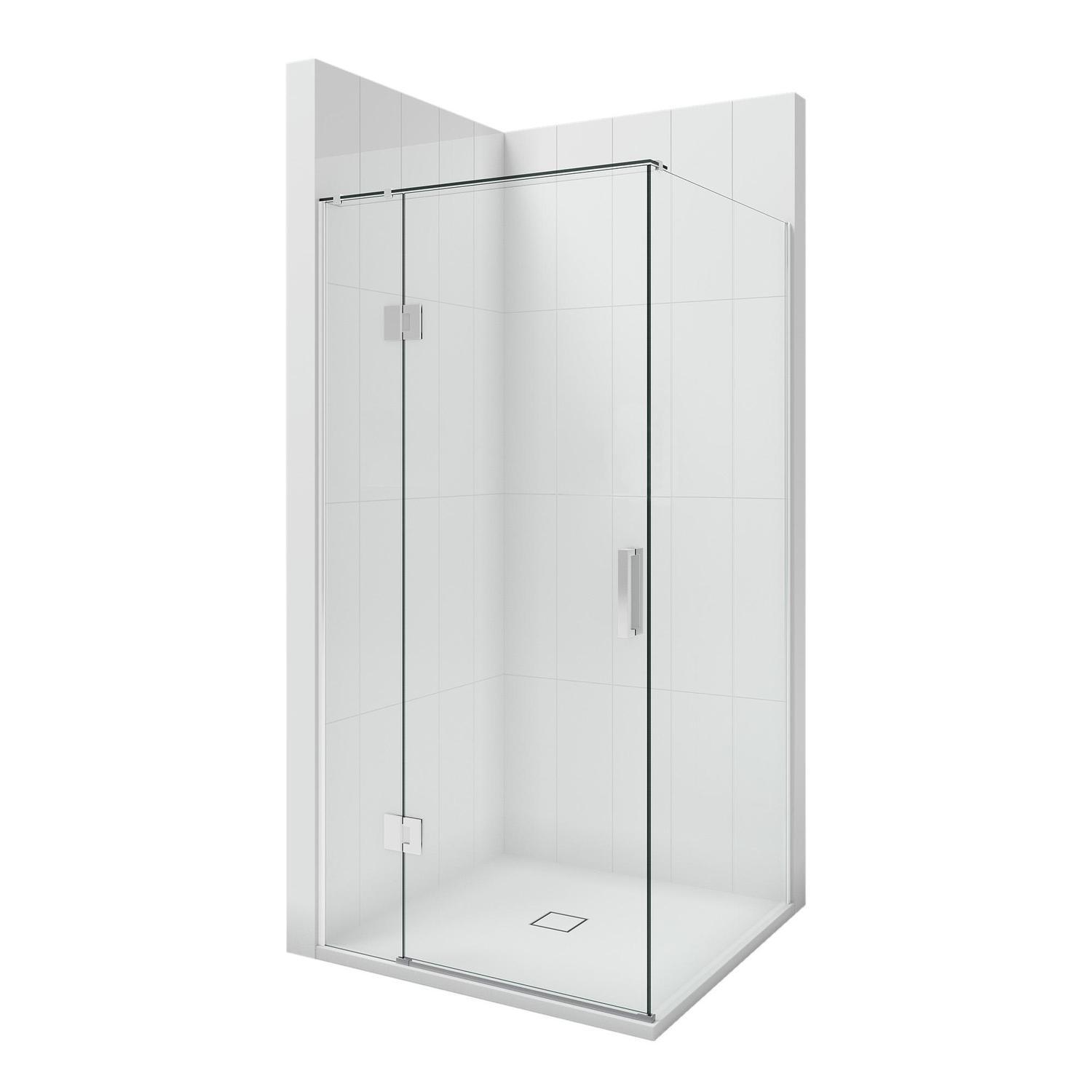 1010 x 1010mm 2-Wall White Tray, Ellure Walls and Chrome Hinged Screen Package