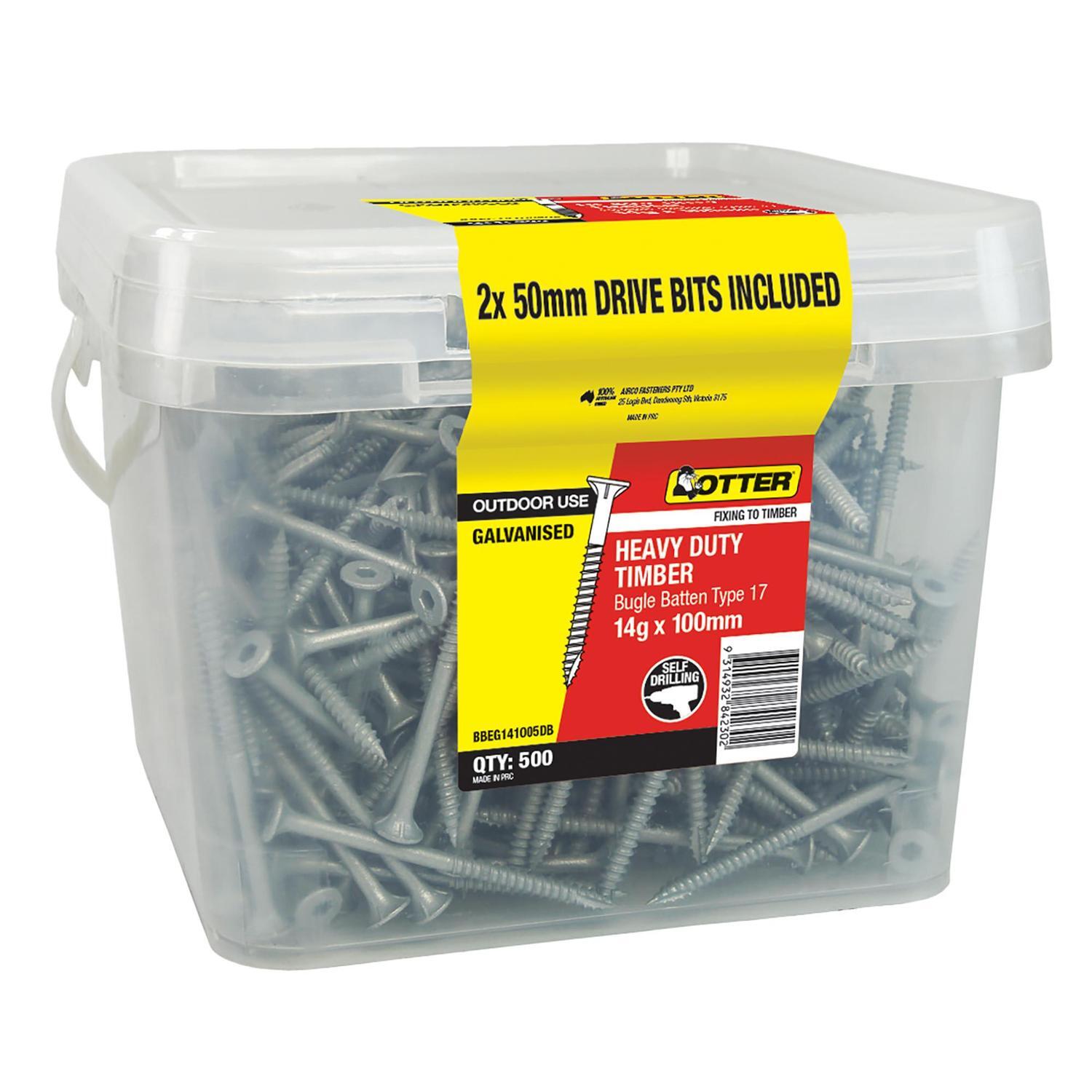 Heavy Duty Timber Screws 14g x 100mm Pack of 500 Galvanised