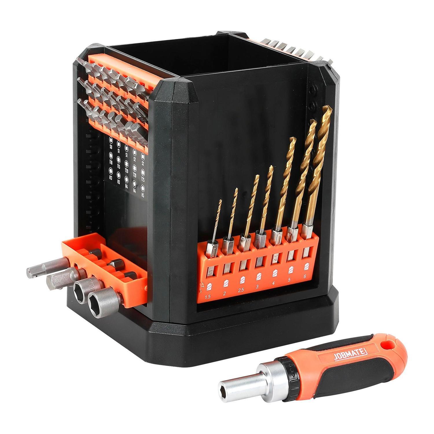 81 piece Tool Set With Rotating Storage Box 138 x 138 x 167mm Orange,Black