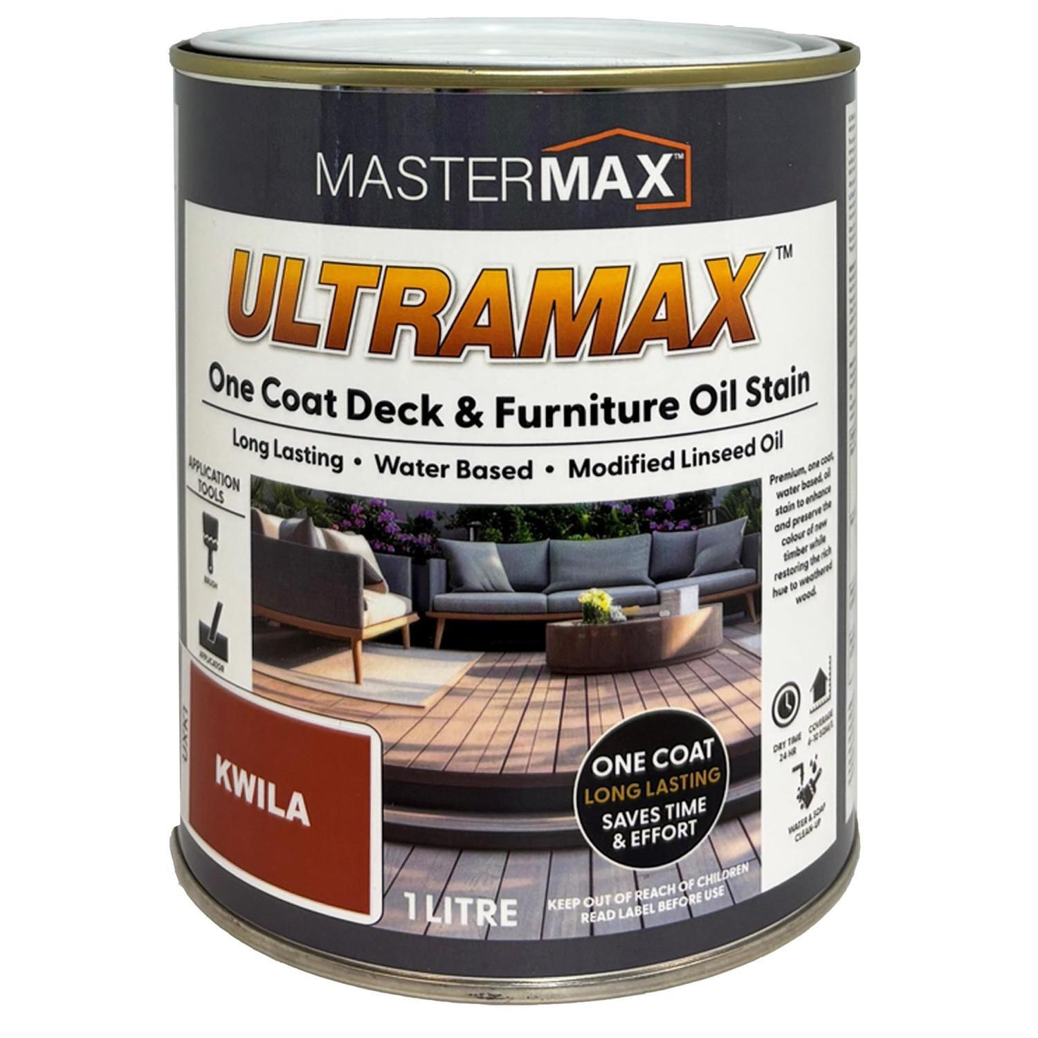 Ultramax One Coat Water Based Deck & Furniture Oil Stain 1L Kwila