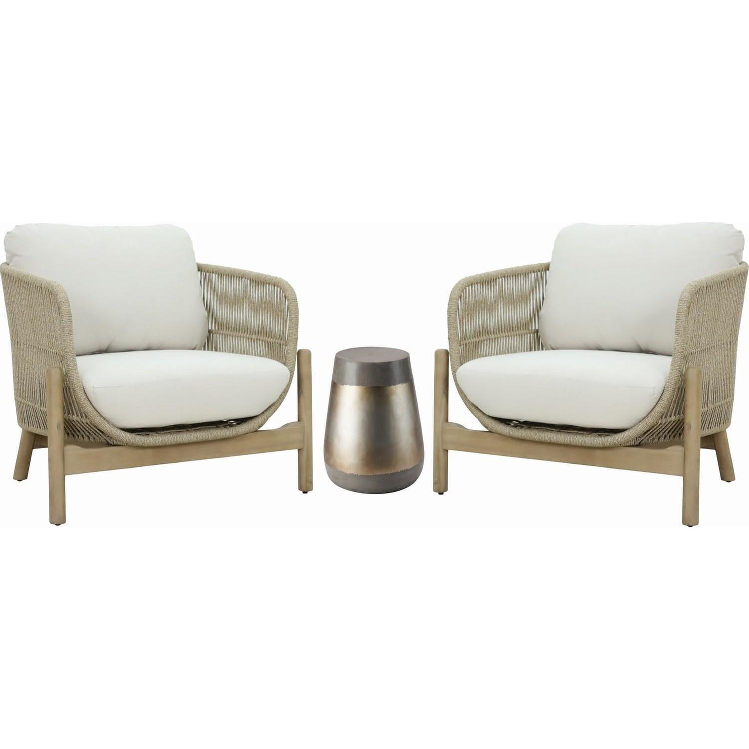 Outdoor Lounge Setting 3 Piece with Side Table Copper
