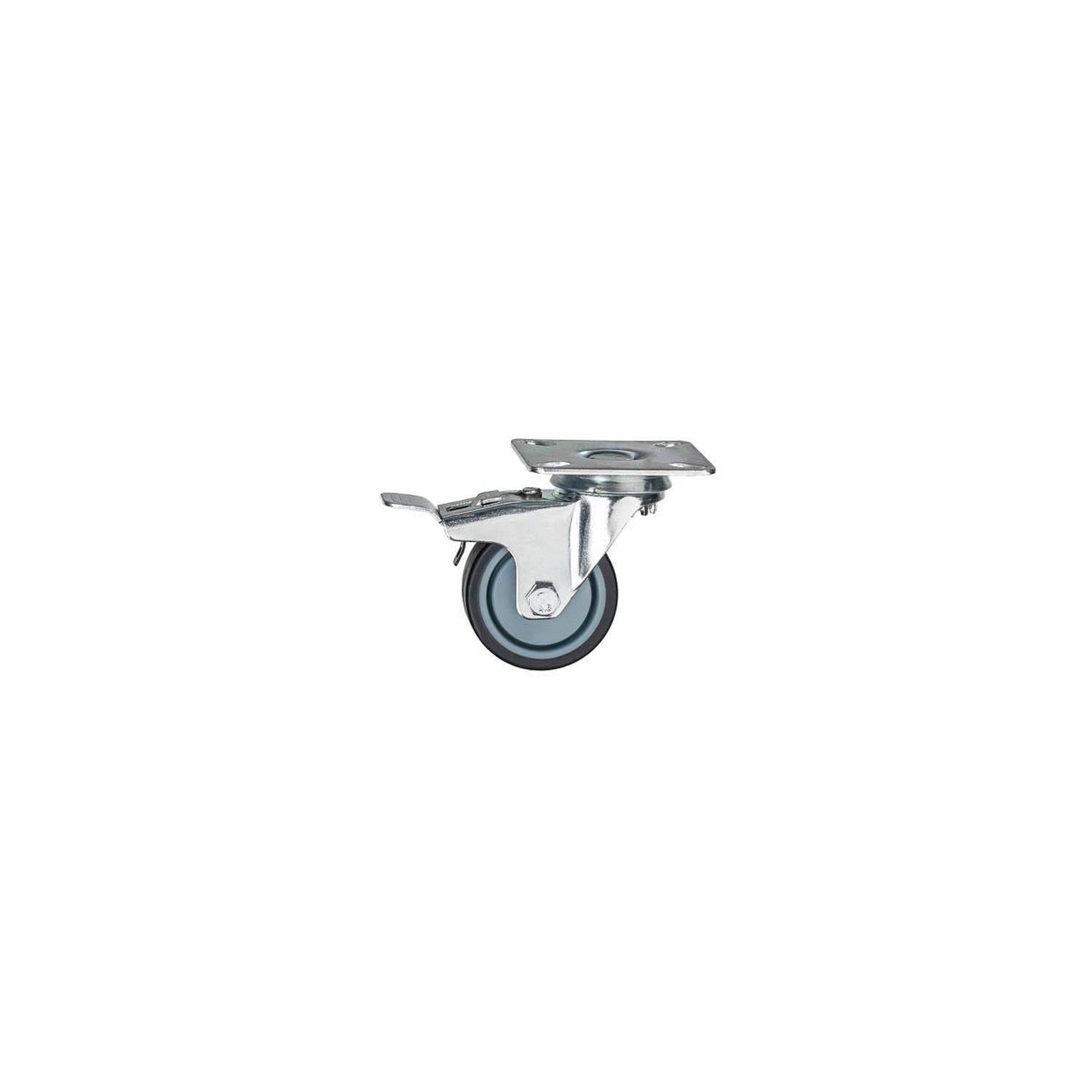 Rubber Swivel Castor with Brake Grey 50mm