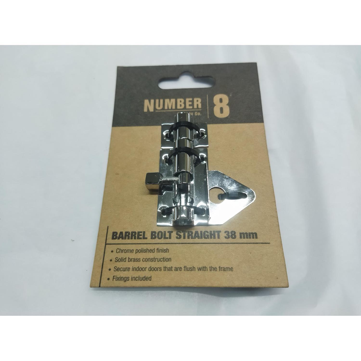 Barrel Bolt 38mm Solid Brass with Chrome Plated Finish