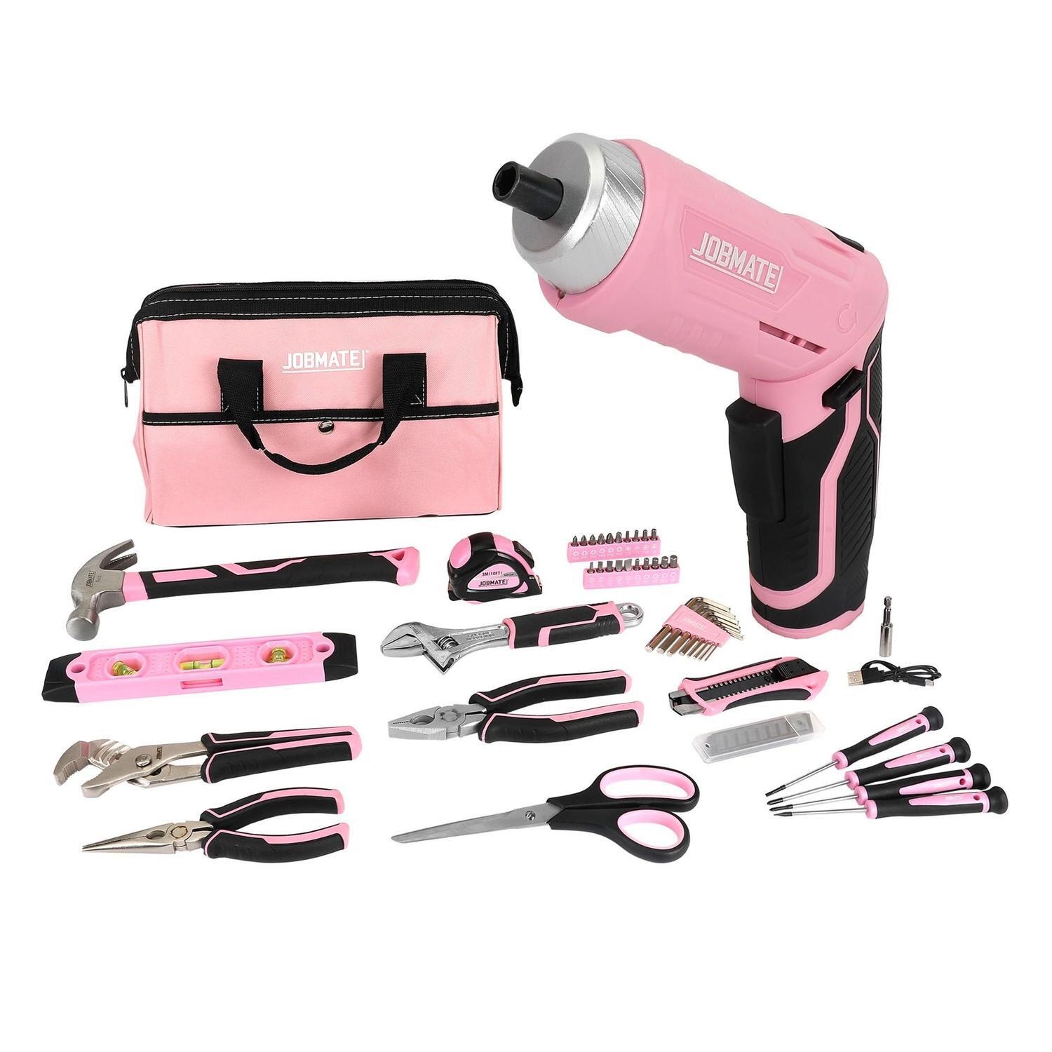 53 piece Pink Household Tool Set Not Applicable Pink,Black