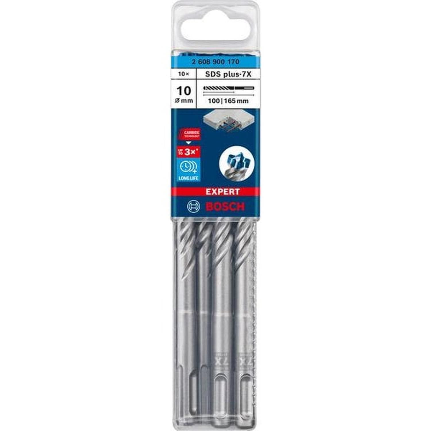 SDS Plus-7x Hammer Drill Bit 10PC Set 10 x 100 x 165mm