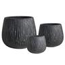 Round Cement Carve Pot L Black