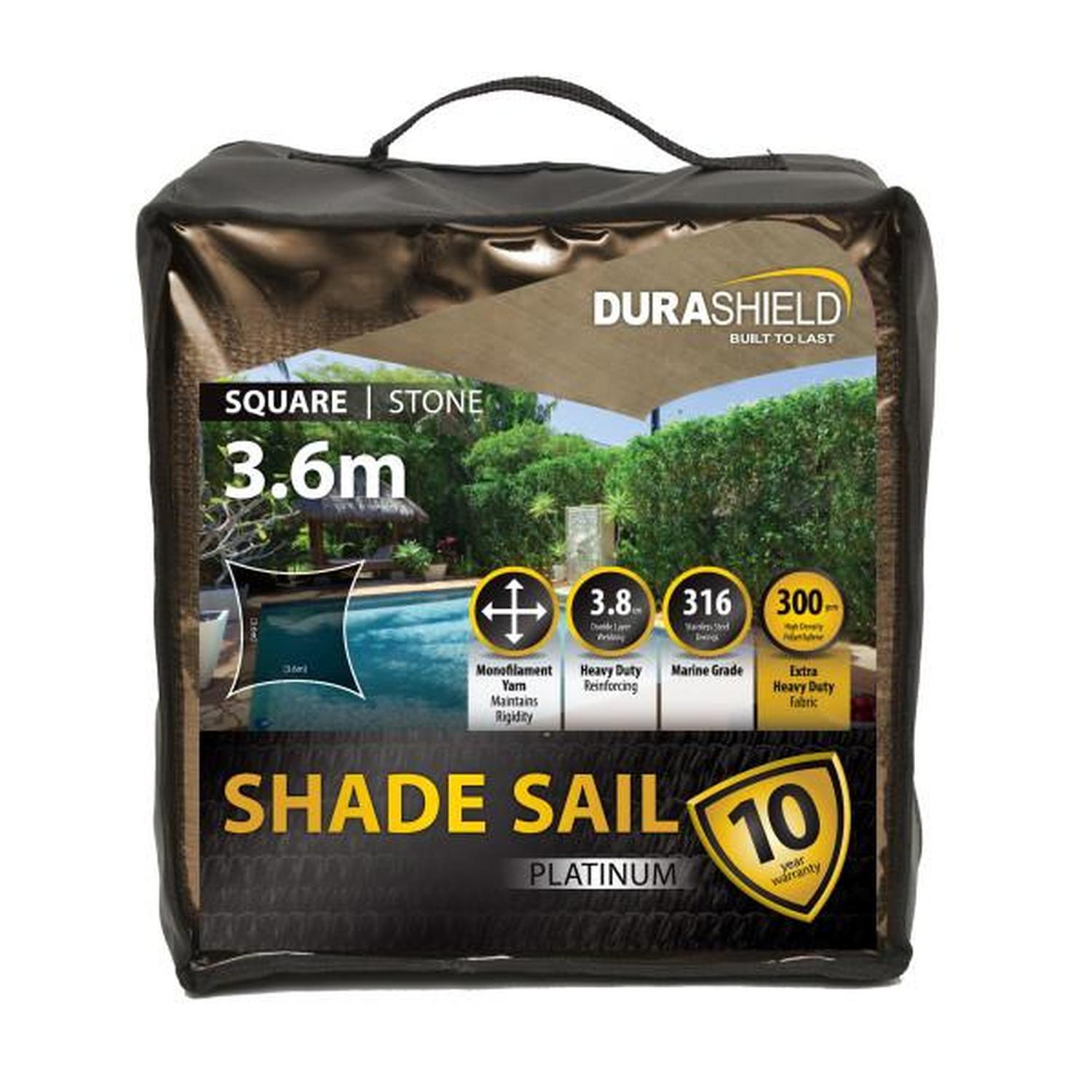 Shade Sail Platinum Square 3.6M Stone