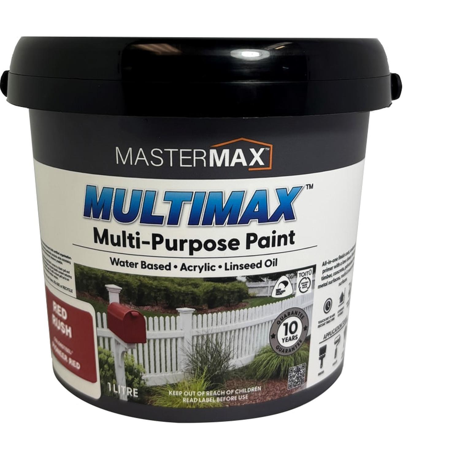 Multi-Purpose Paint Water Based Acrylic and Linseed Oil 1L Red Rush