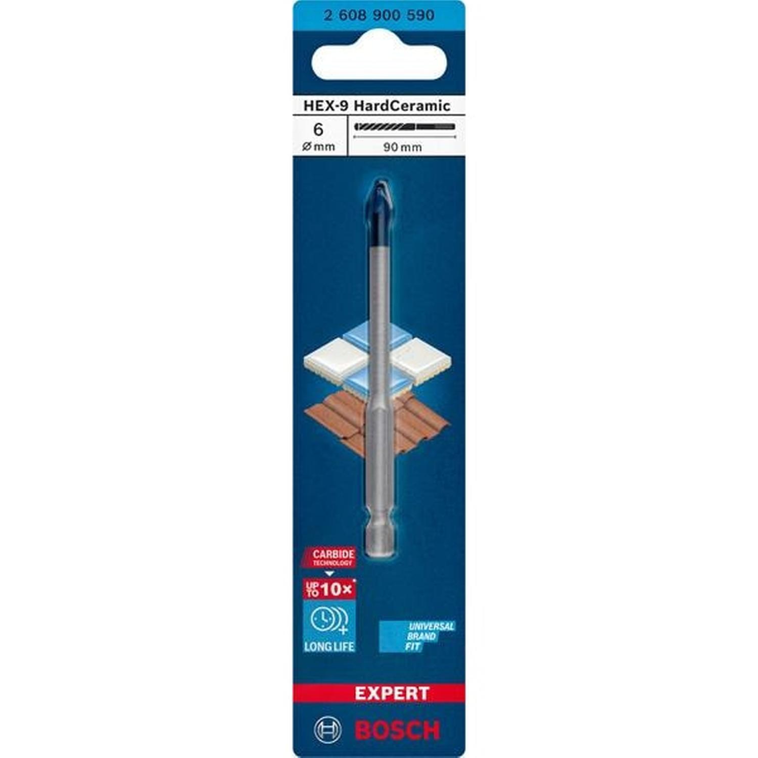 Hex-9 Hard Ceramic Drill Bit 6 x 90mm