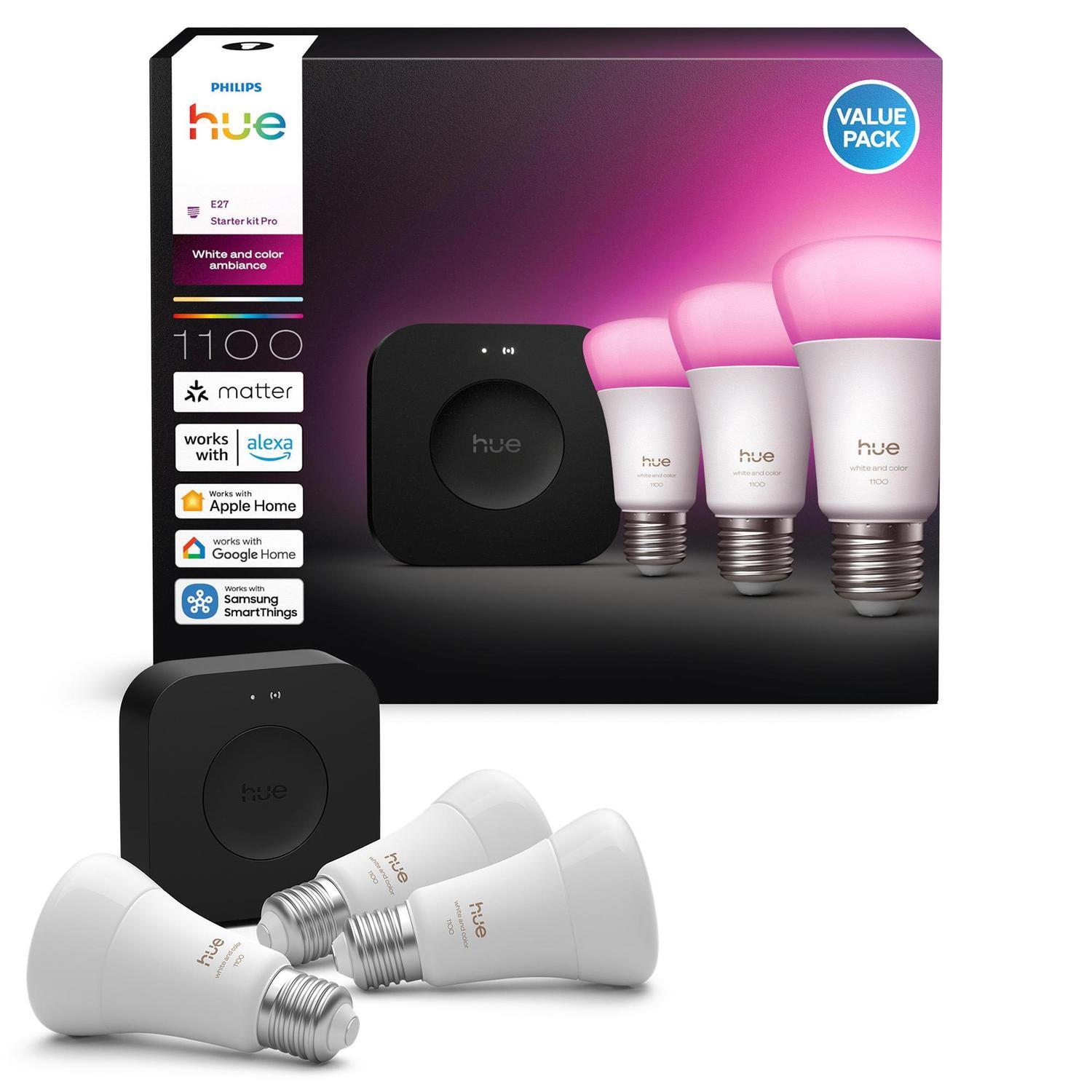 Starter Kit Bridge Pro + 3 E27 Colour Bulbs 8.1 Watts
