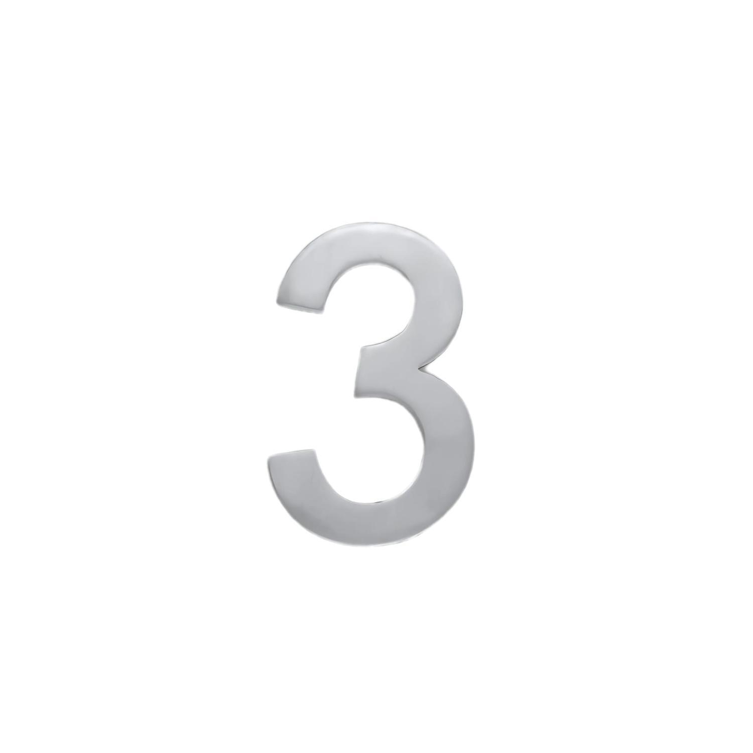 Adhesive Stainless Steel Numeral #3 50mm
