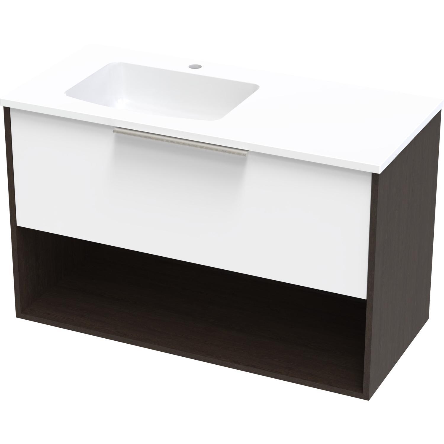 Nikau Grove 1000 Left Hand Bowl Drawer Open Ultra Gloss White/Colour