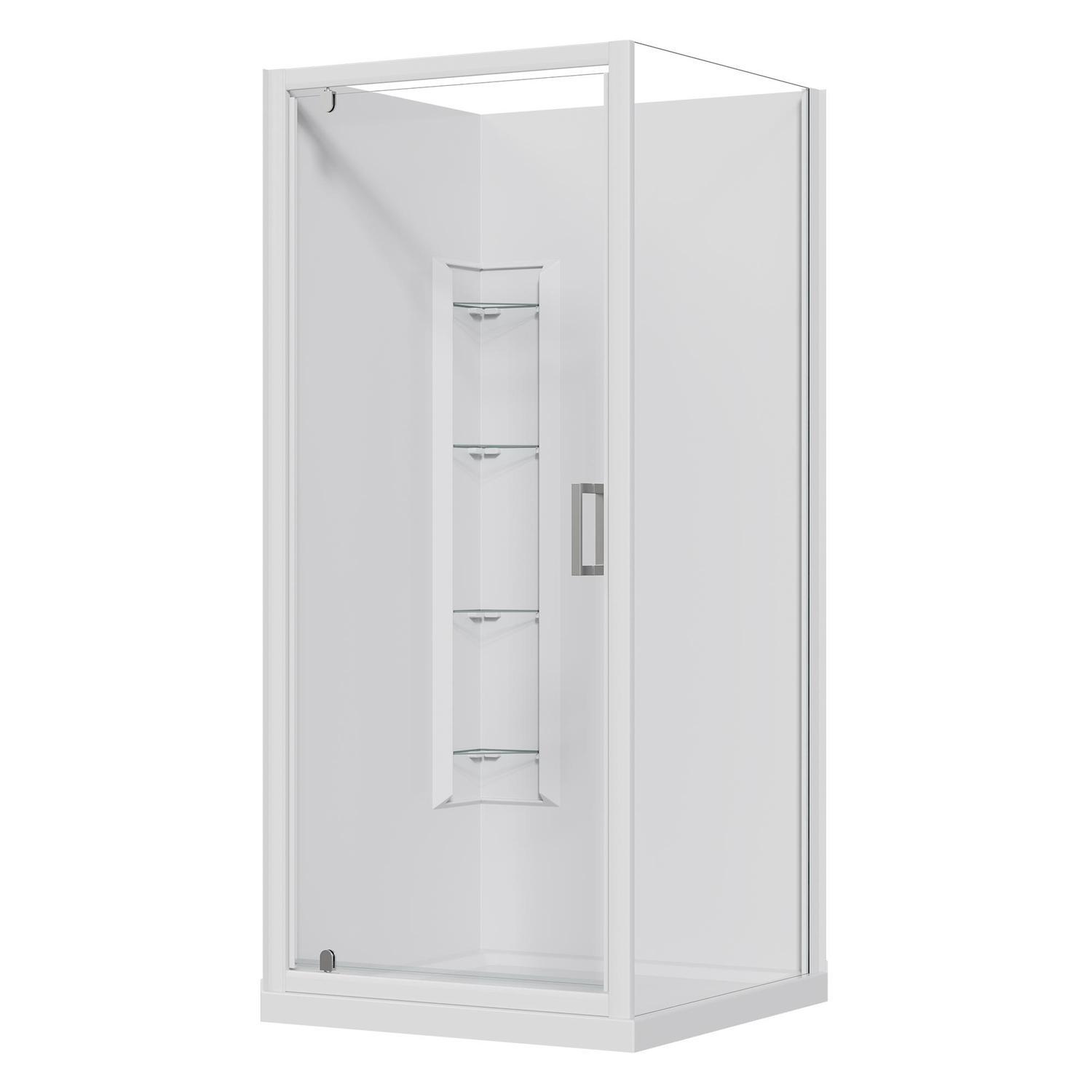 2 Sided Corner Mould Acrylic Shower 900 x 900 x 2015mm White