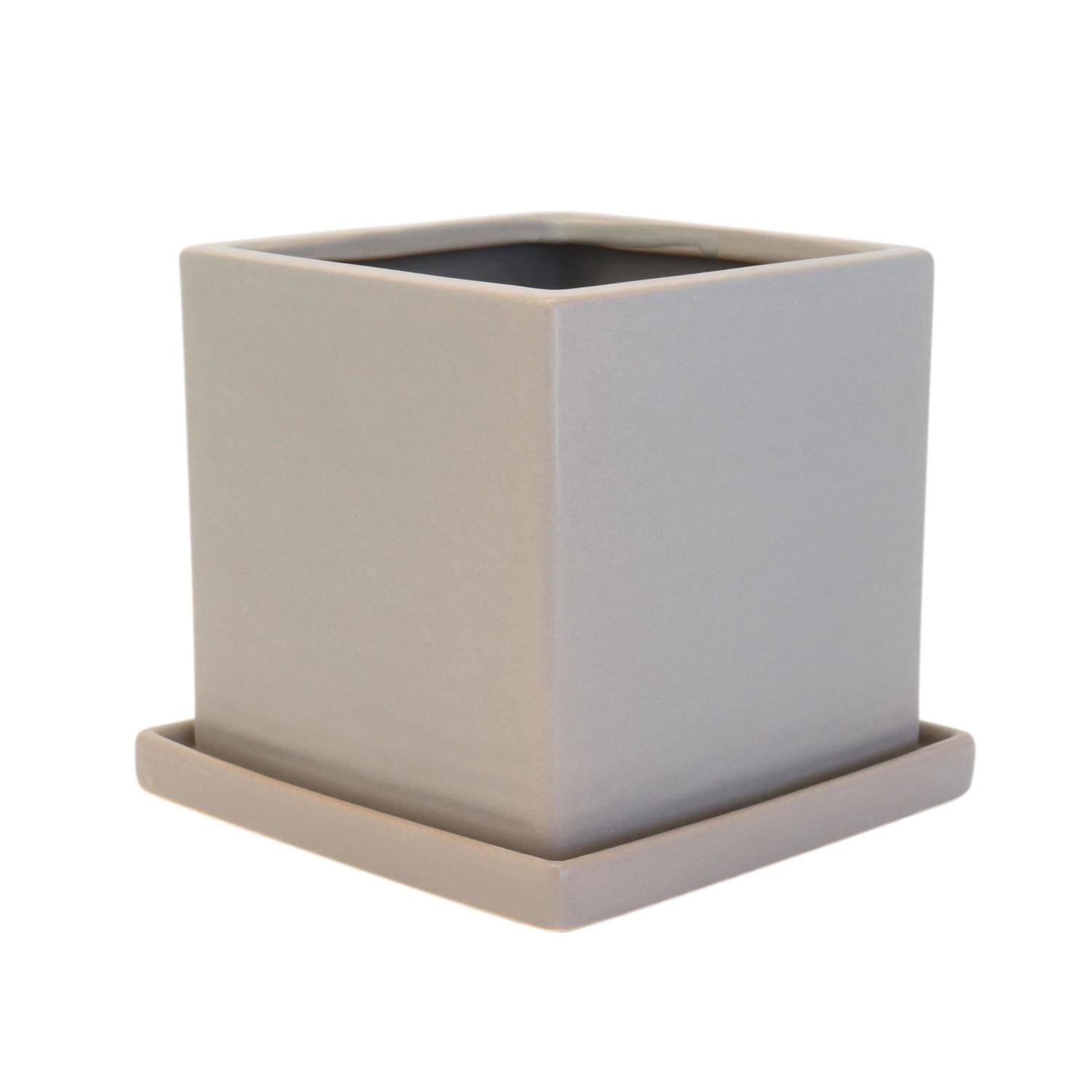 Glazed cube and saucer