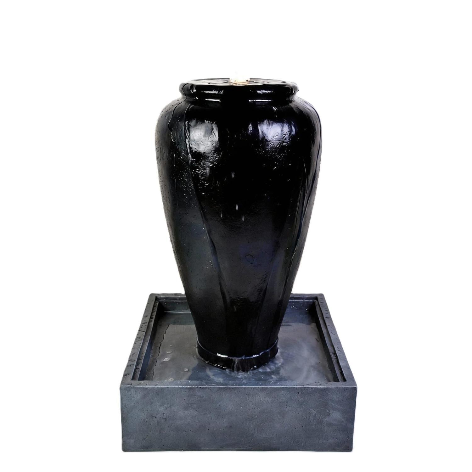 Glazed Vase Water Feature Medium H: 720mm, W: 450mm, D: 450mm